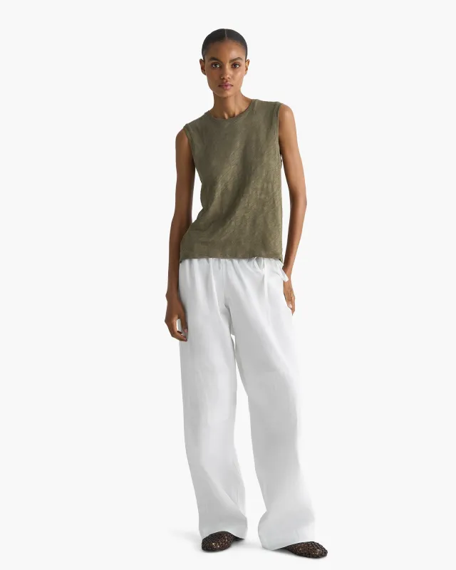 Slub Jersey Sleeveless Schoolboy Tee - Army sold by ATM