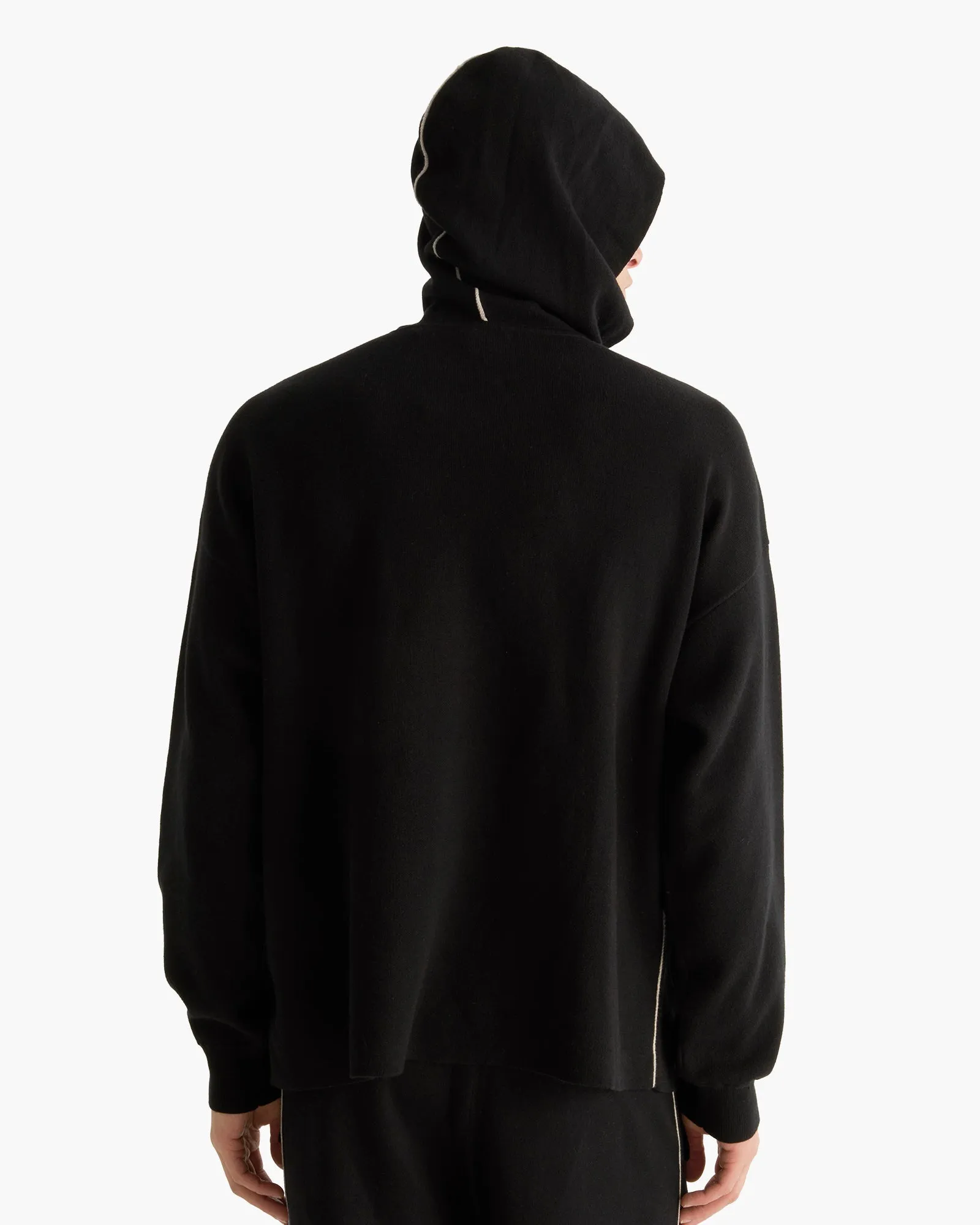 Cotton Cashmere Plaited Oversized Hoodie - Black Silver sold by ATM product image thumbnail 3