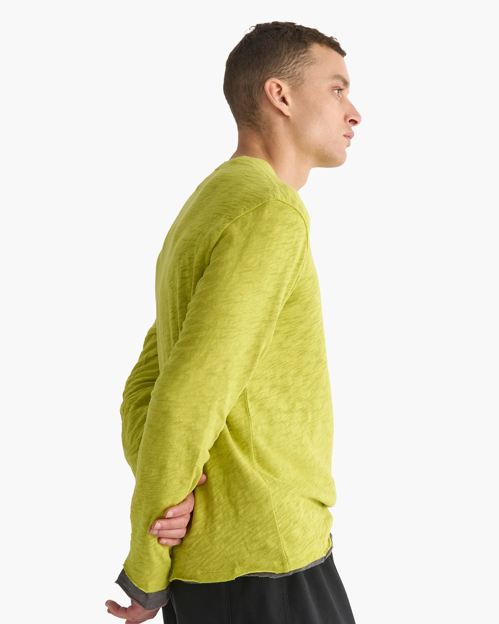 Slub Jersey Long Sleeve Destroyed Wash Tee - Citrus Leaf sold by ATM product image thumbnail 4