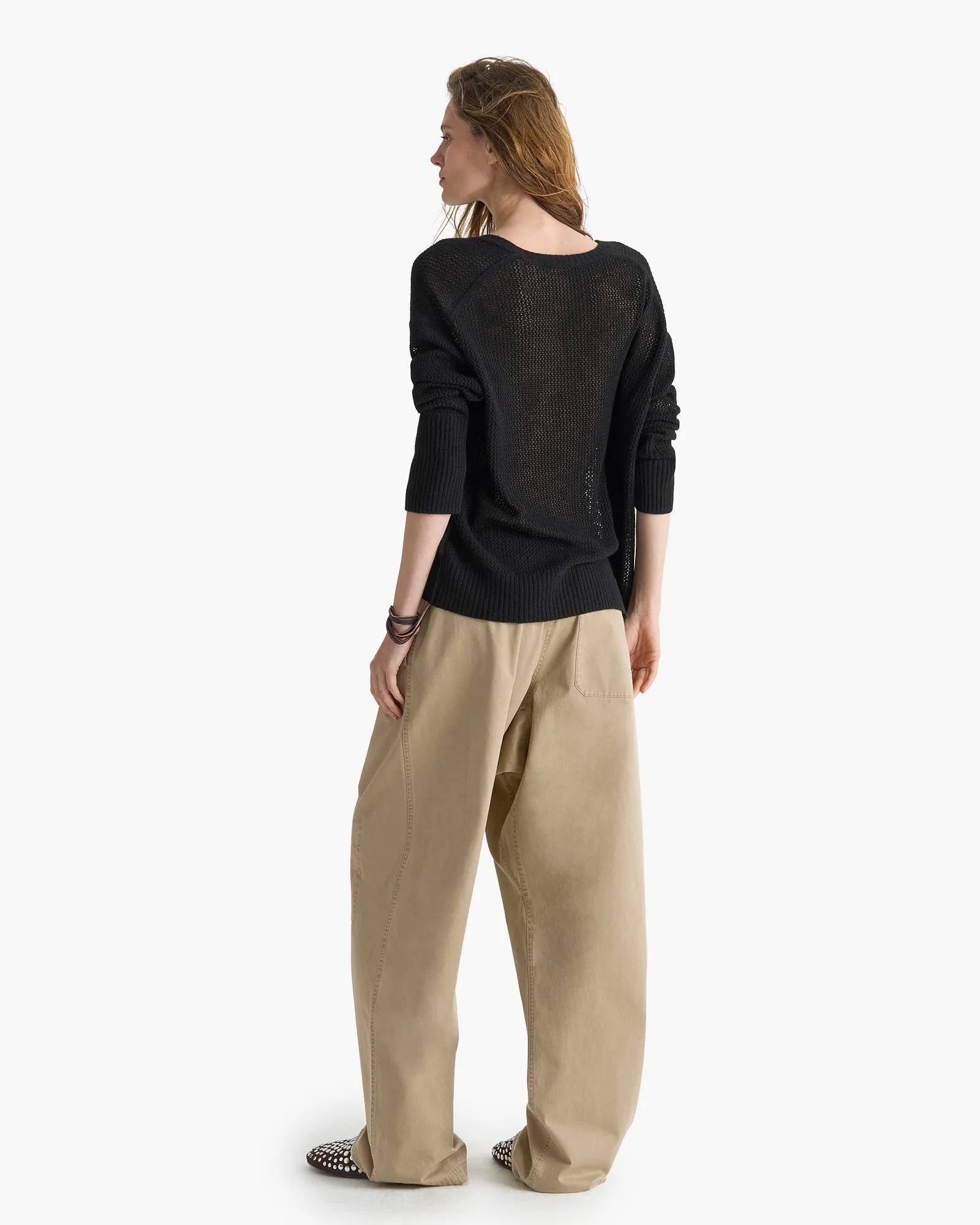 Cashmere Mesh Stitch V-Neck Sweater - Caviar Sparkle sold by ATM product image thumbnail 2