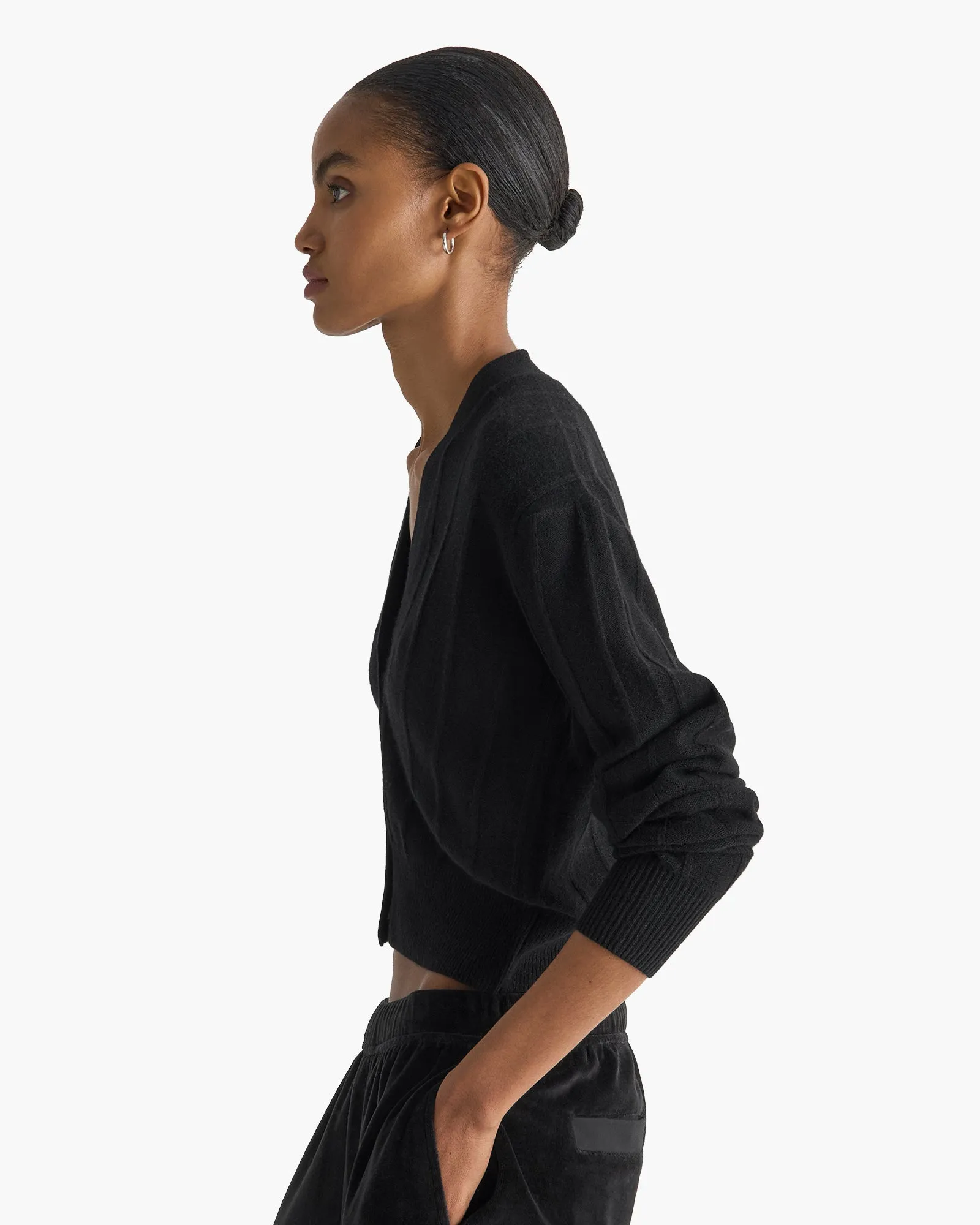 Cashmere Wide Rib Cardigan - Black sold by ATM Anthony Thomas Melillo product image thumbnail 3