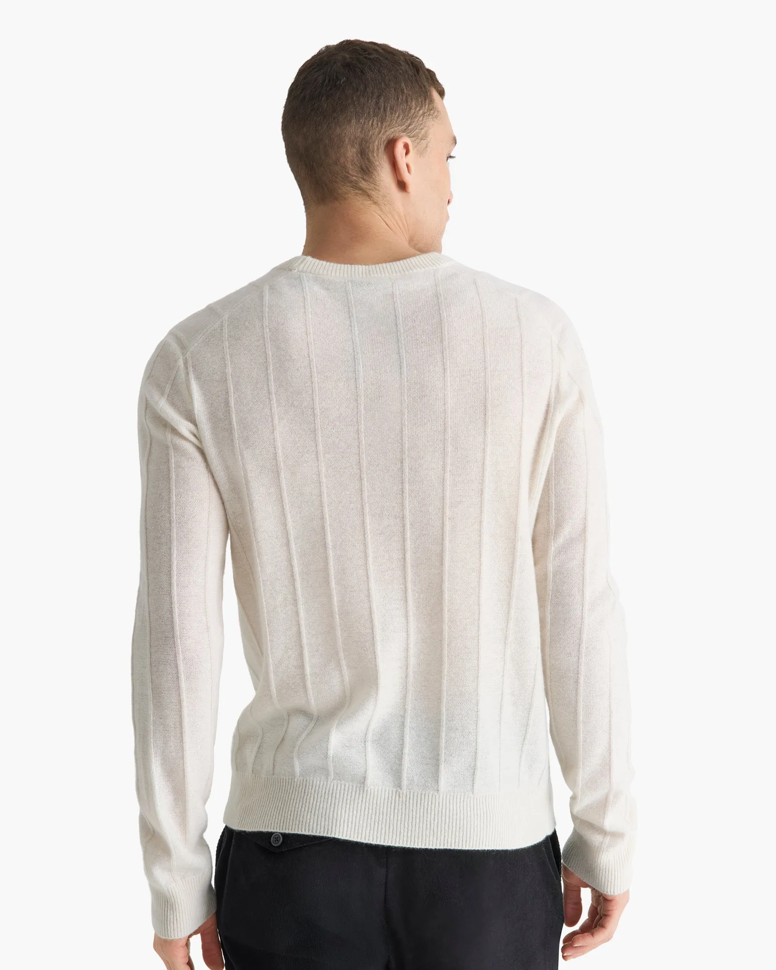 Wide Rib Cashmere Crew Neck Sweater - Chalk sold by ATM product image thumbnail 4