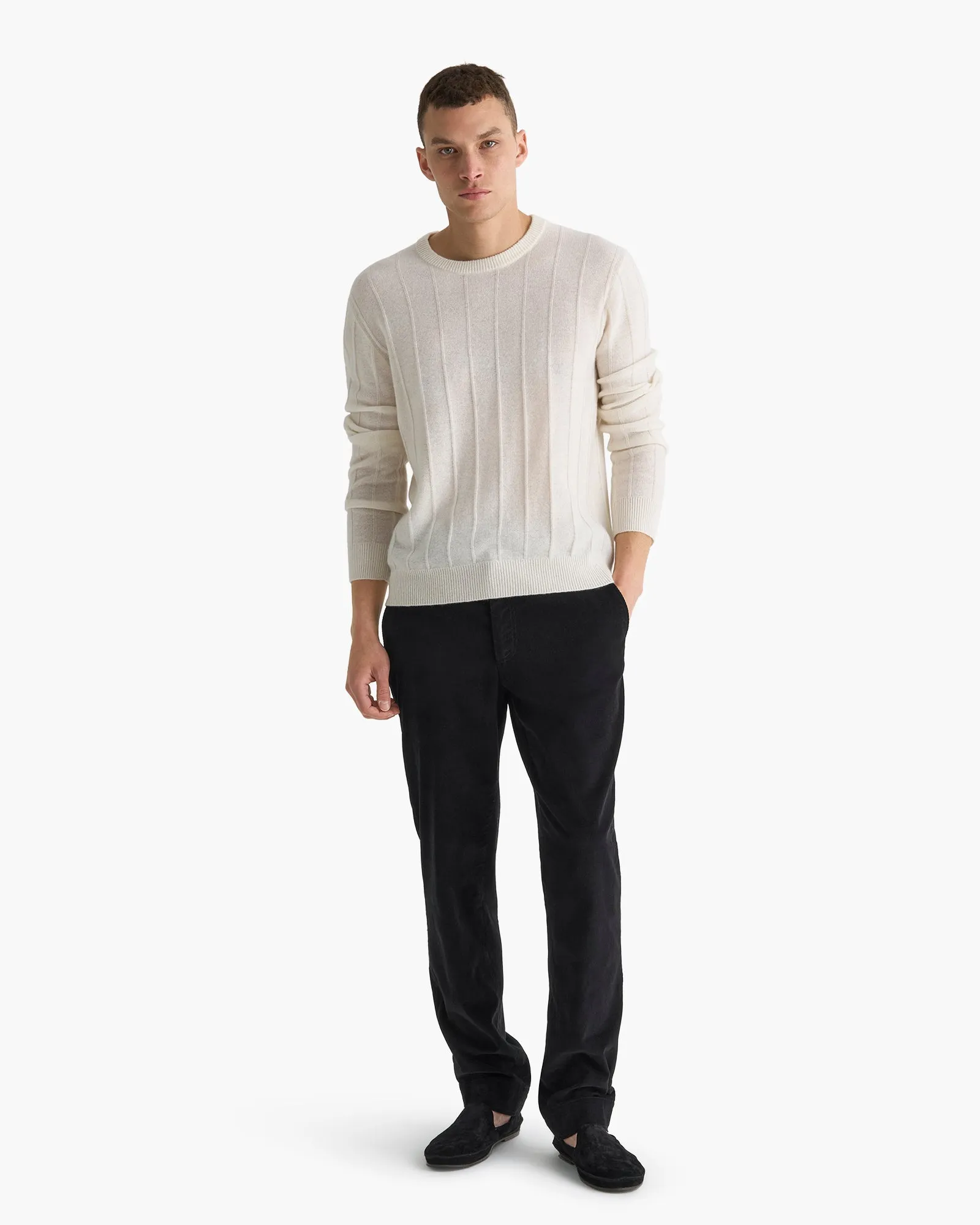 Wide Rib Cashmere Crew Neck Sweater - Chalk sold by ATM product image thumbnail 2