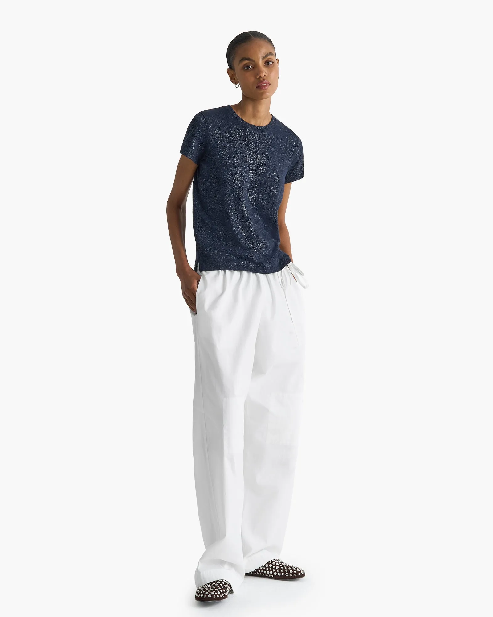 Sparkle Slub Jersey Schoolboy Crew Neck Tee - Obsidian Silver sold by ATM product image thumbnail 2