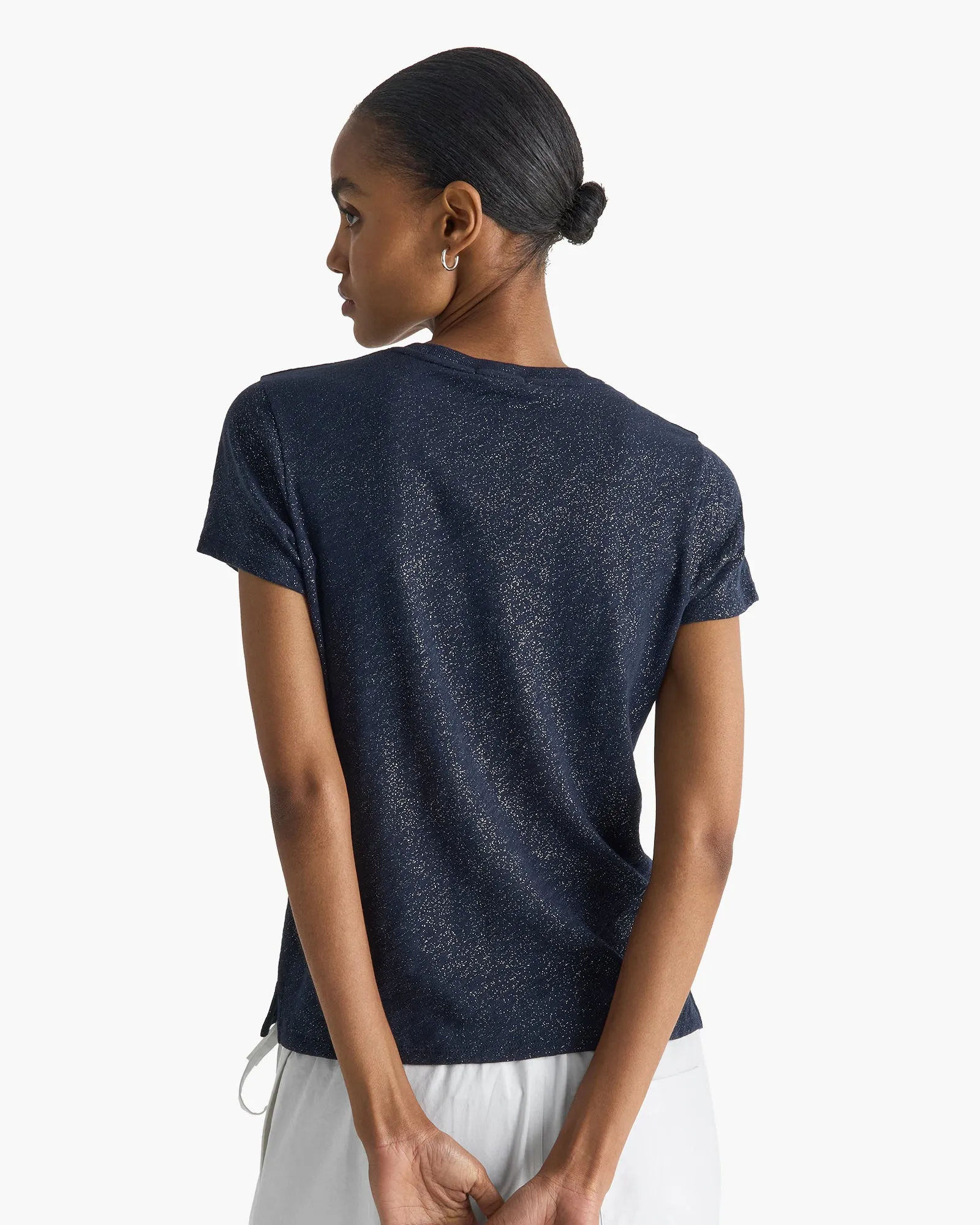 Sparkle Slub Jersey Schoolboy Crew Neck Tee - Obsidian Silver sold by ATM product image thumbnail 4