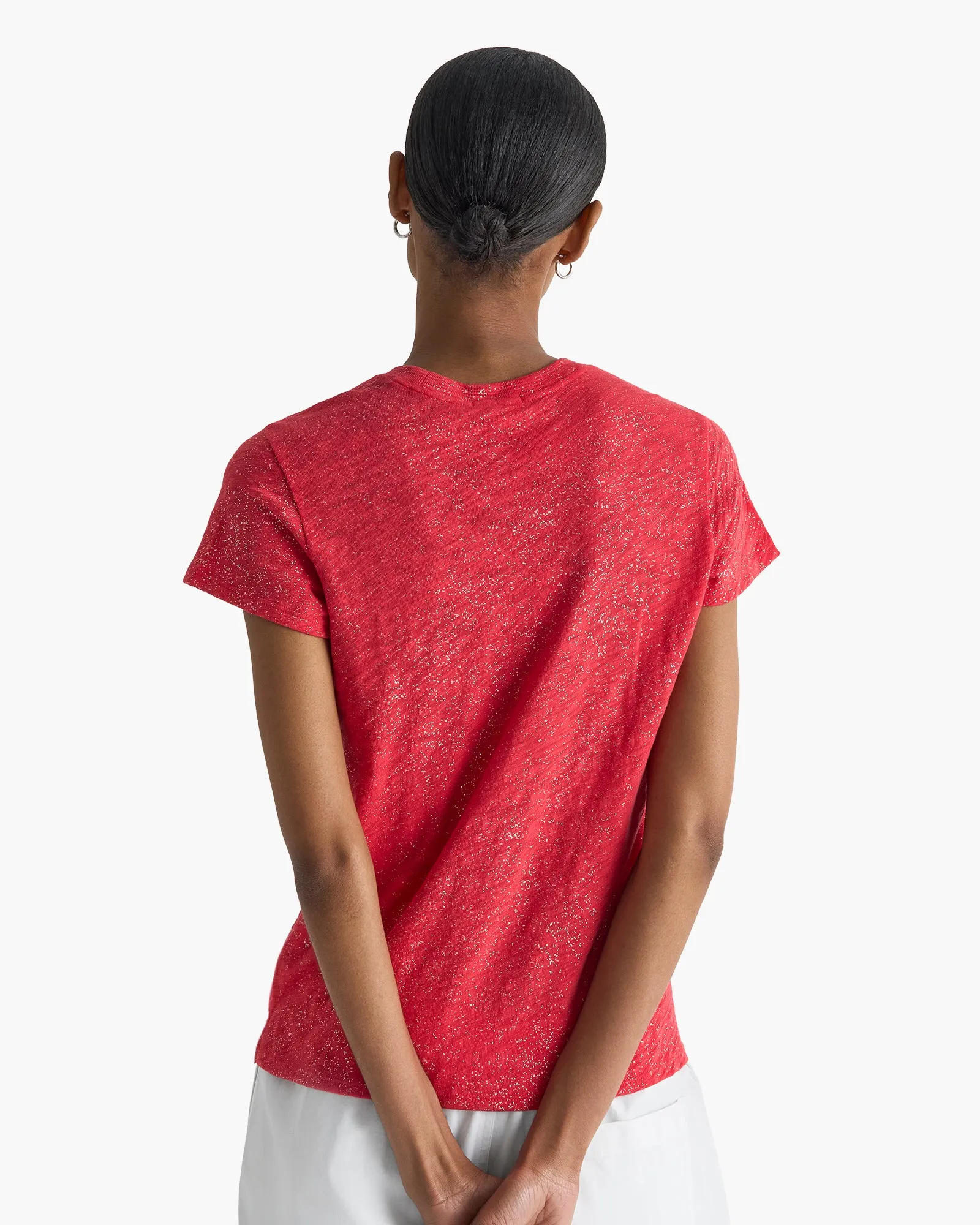 Sparkle Slub Jersey Schoolboy Crew Neck Tee - Cardinal Red Silver sold by ATM product image thumbnail 3