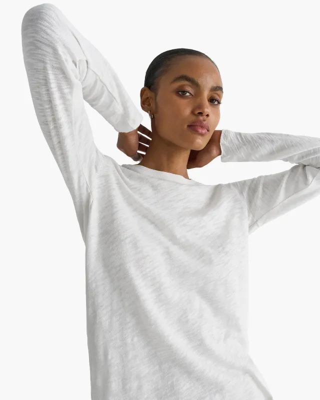 Slub Jersey Long Sleeve Destroyed Wash Tee - Seashell Silver sold by ATM