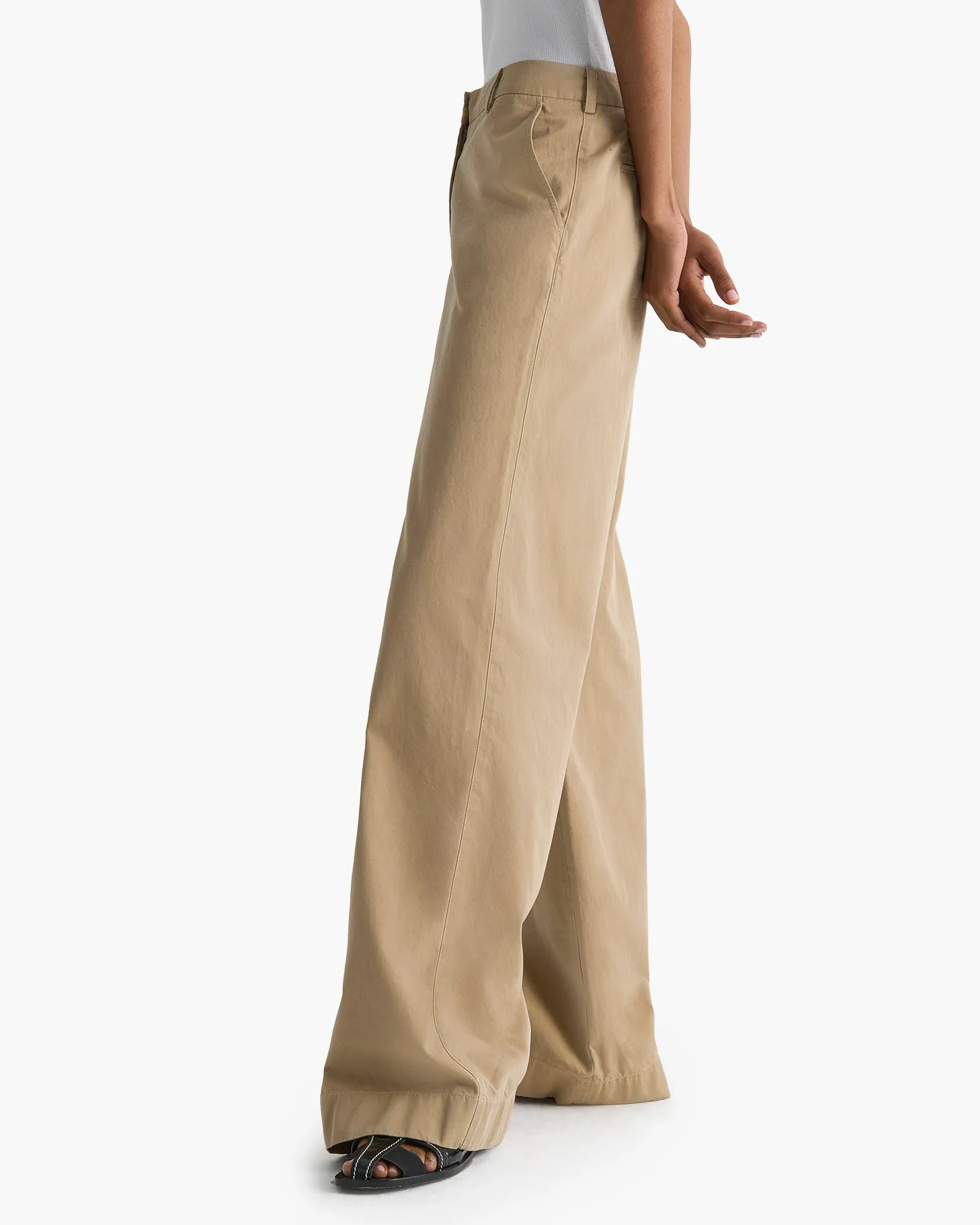 Cotton Twill Wide Leg Pant - Khaki sold by ATM product image thumbnail 3