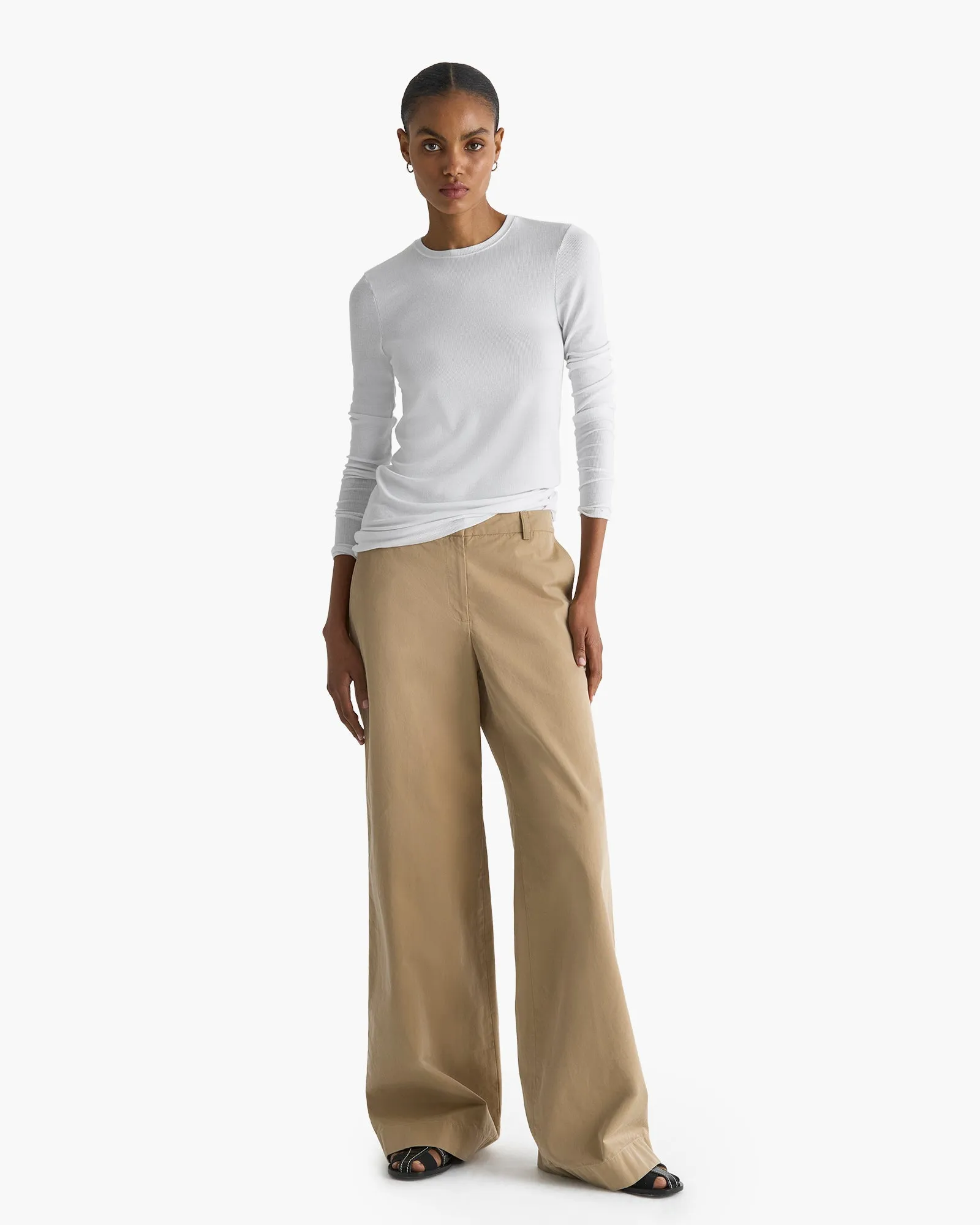 Cotton Twill Wide Leg Pant - Khaki sold by ATM
