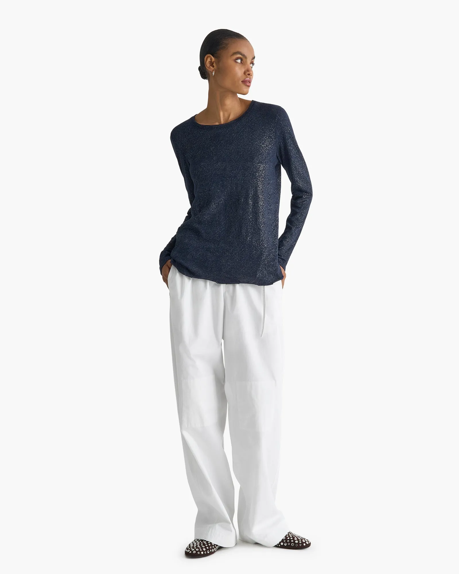 Slub Jersey Long Sleeve Destroyed Wash Tee - Obsidian Silver sold by ATM product image thumbnail 2