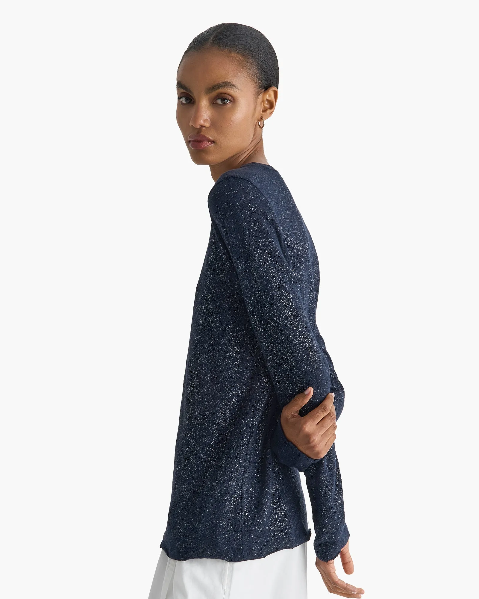 Slub Jersey Long Sleeve Destroyed Wash Tee - Obsidian Silver sold by ATM product image thumbnail 4