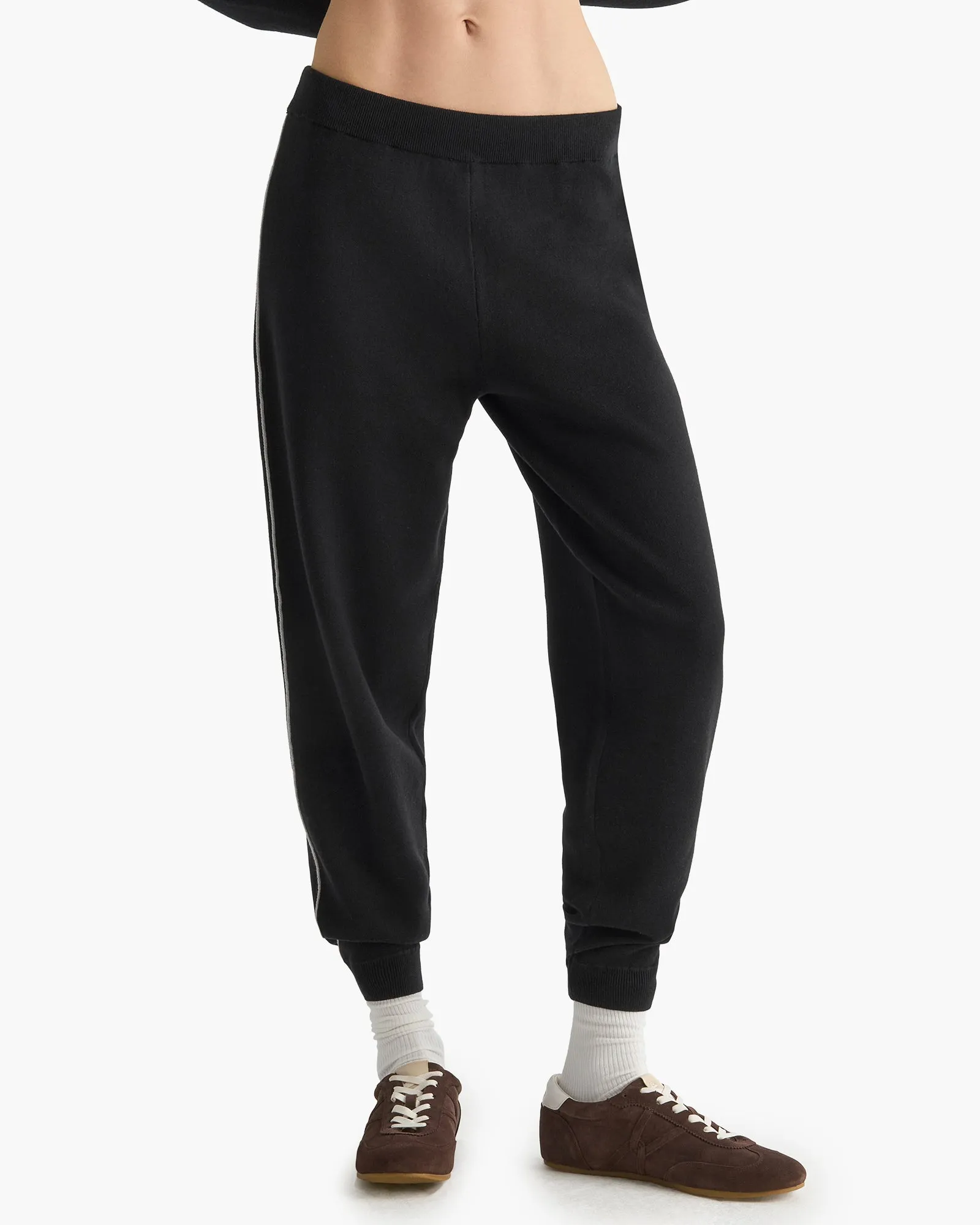 Cotton Cashmere Plaited Sweatpants - Black Silver sold by ATM product image thumbnail 2