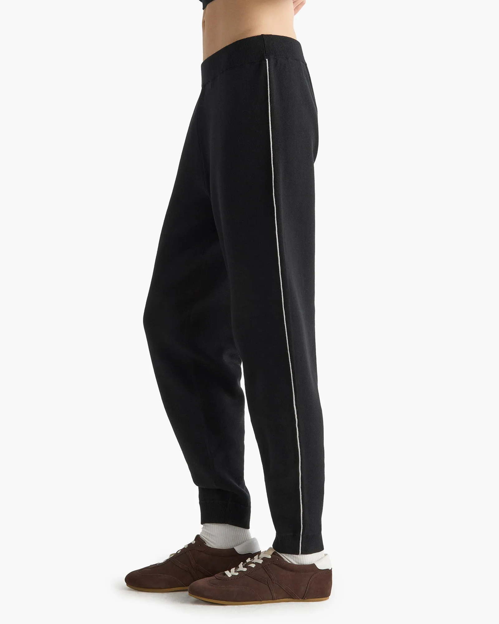 Cotton Cashmere Plaited Sweatpants - Black Silver sold by ATM product image thumbnail 4