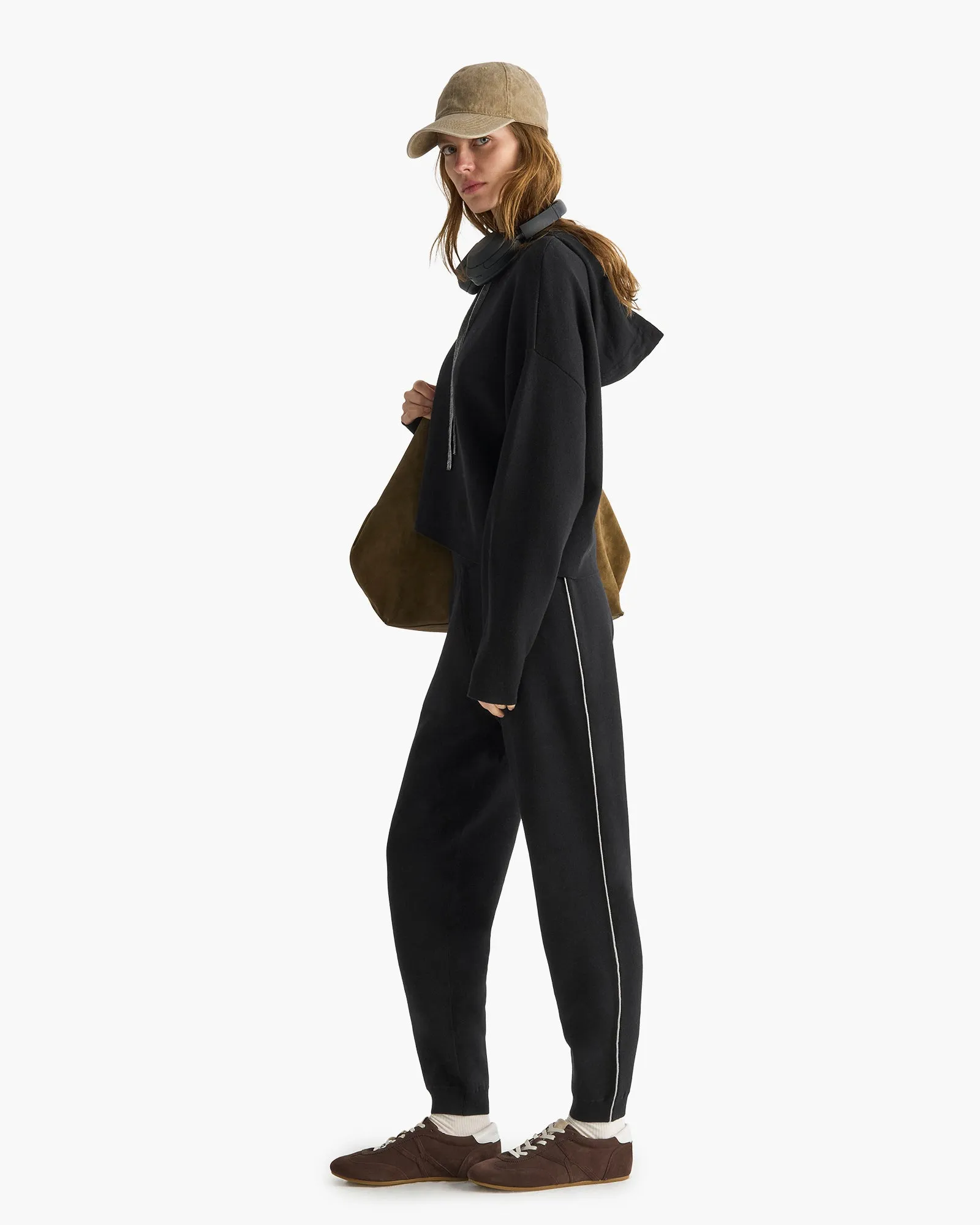 Cotton Cashmere Plaited Sweatpants - Black Silver sold by ATM product image thumbnail 5