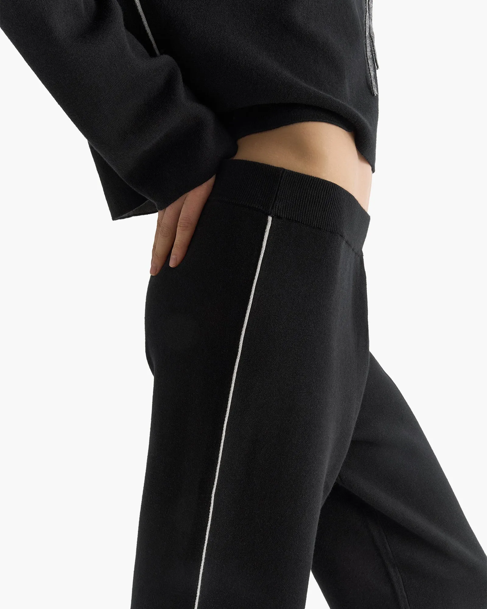 Cotton Cashmere Plaited Sweatpants - Black Silver sold by ATM product image thumbnail 3