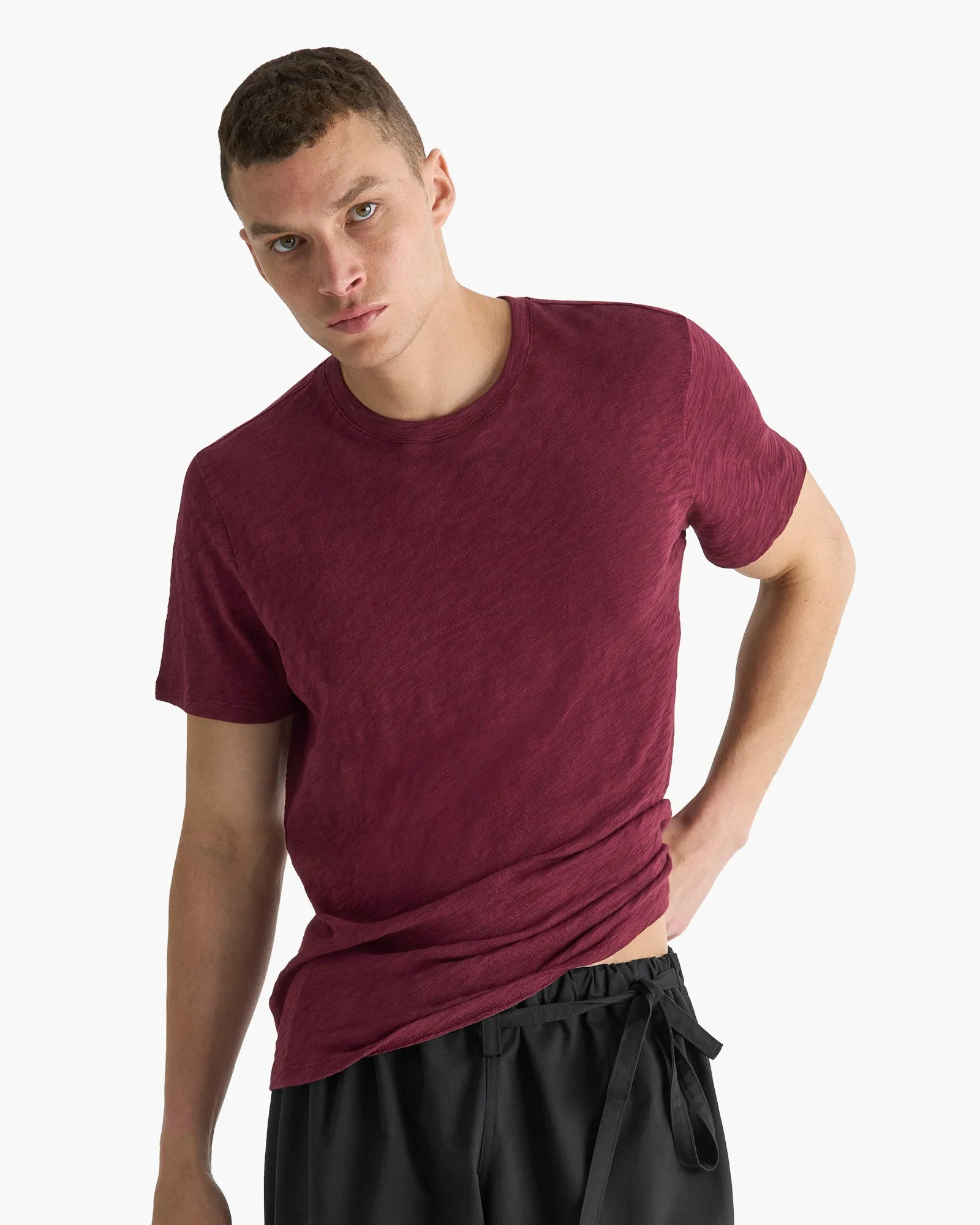 Slub Jersey Crew Neck Tee - Wine sold by ATM Anthony Thomas Melillo