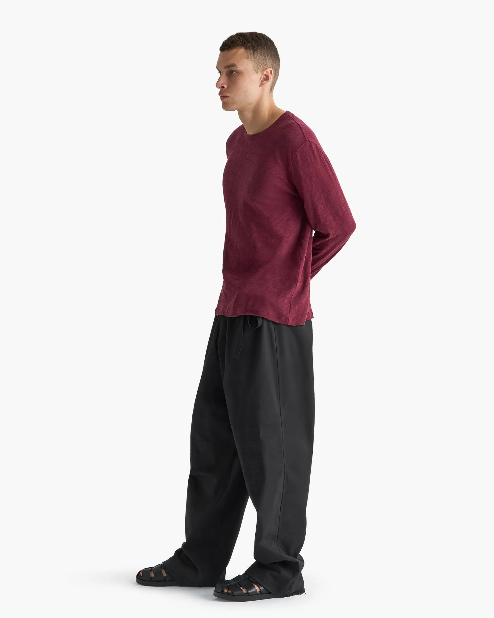 Slub Jersey Long Sleeve Destroyed Wash Tee - Wine sold by ATM product image thumbnail 4