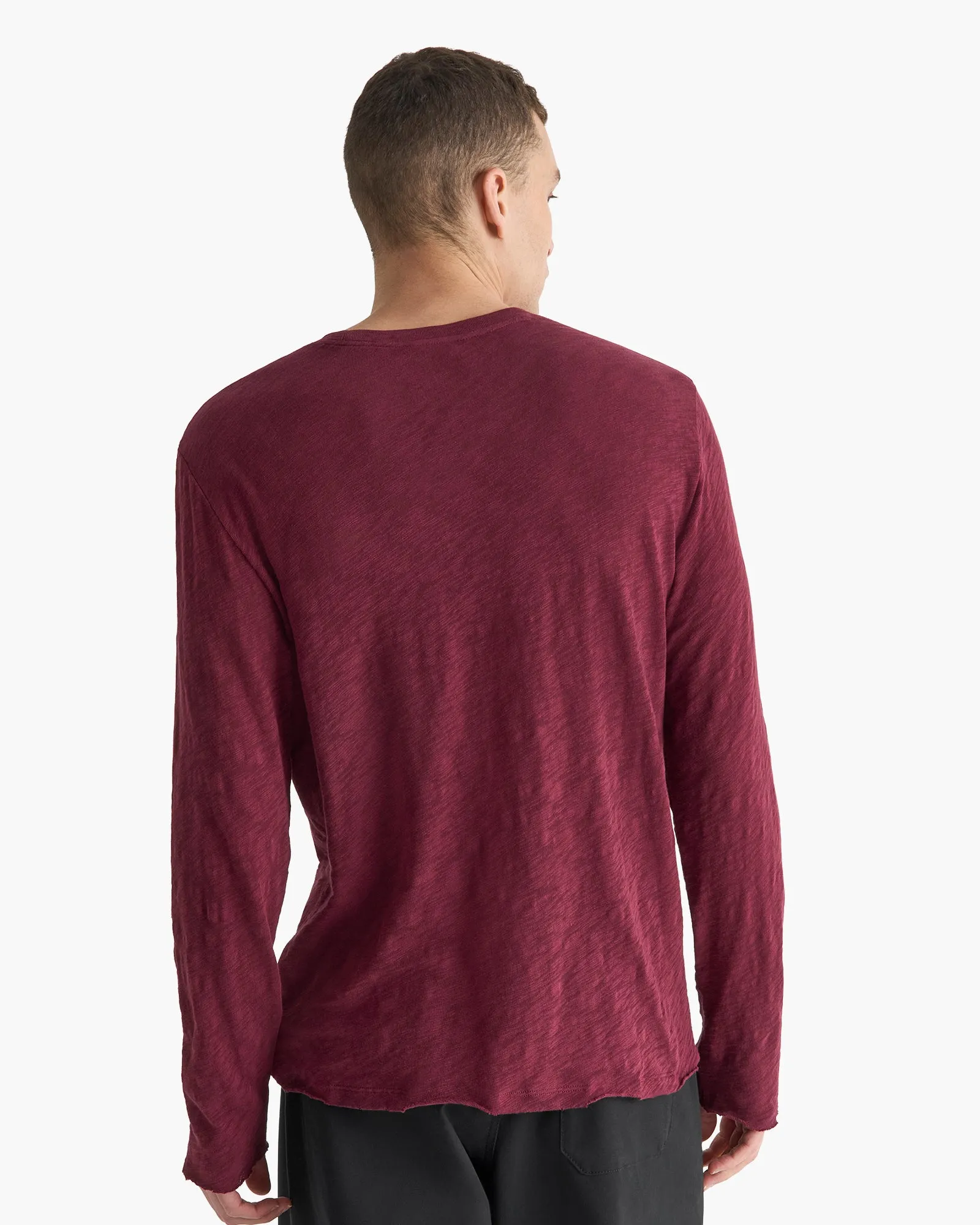 Slub Jersey Long Sleeve Destroyed Wash Tee - Wine sold by ATM product image thumbnail 5