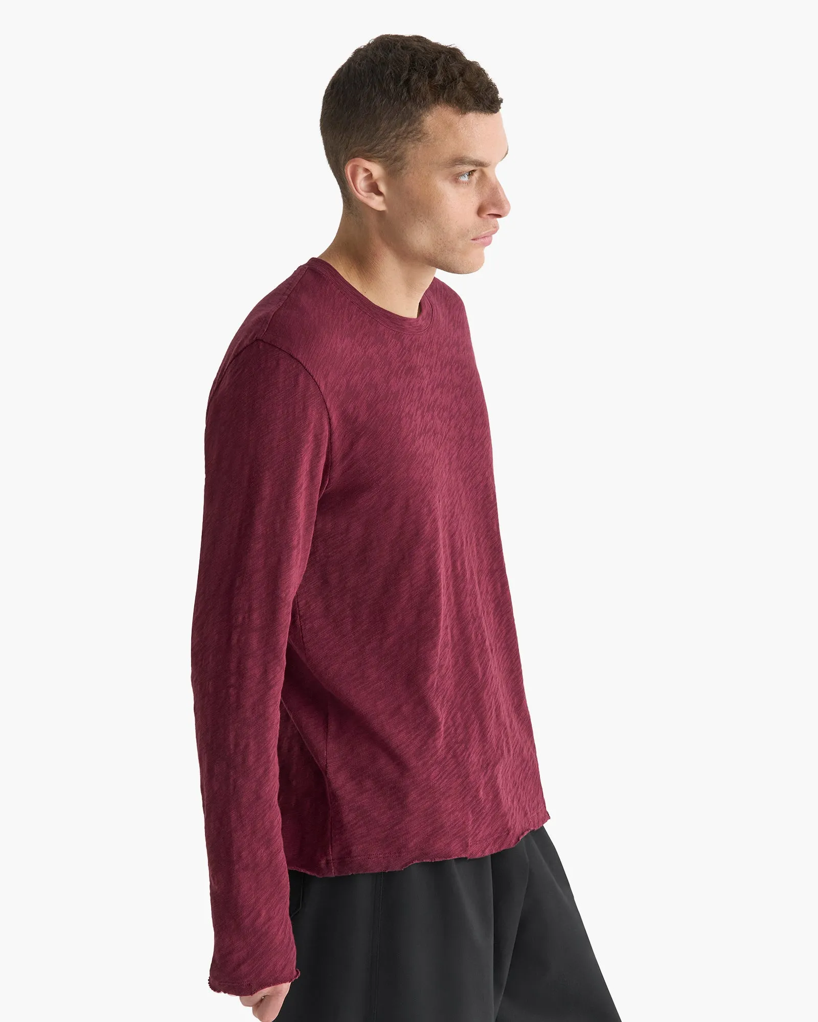 Slub Jersey Long Sleeve Destroyed Wash Tee - Wine sold by ATM product image thumbnail 3