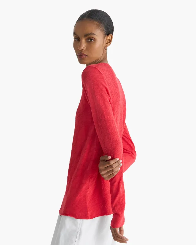 Slub Jersey Long Sleeve Destroyed Wash Tee - Cardinal Red sold by ATM Anthony Thomas Melillo