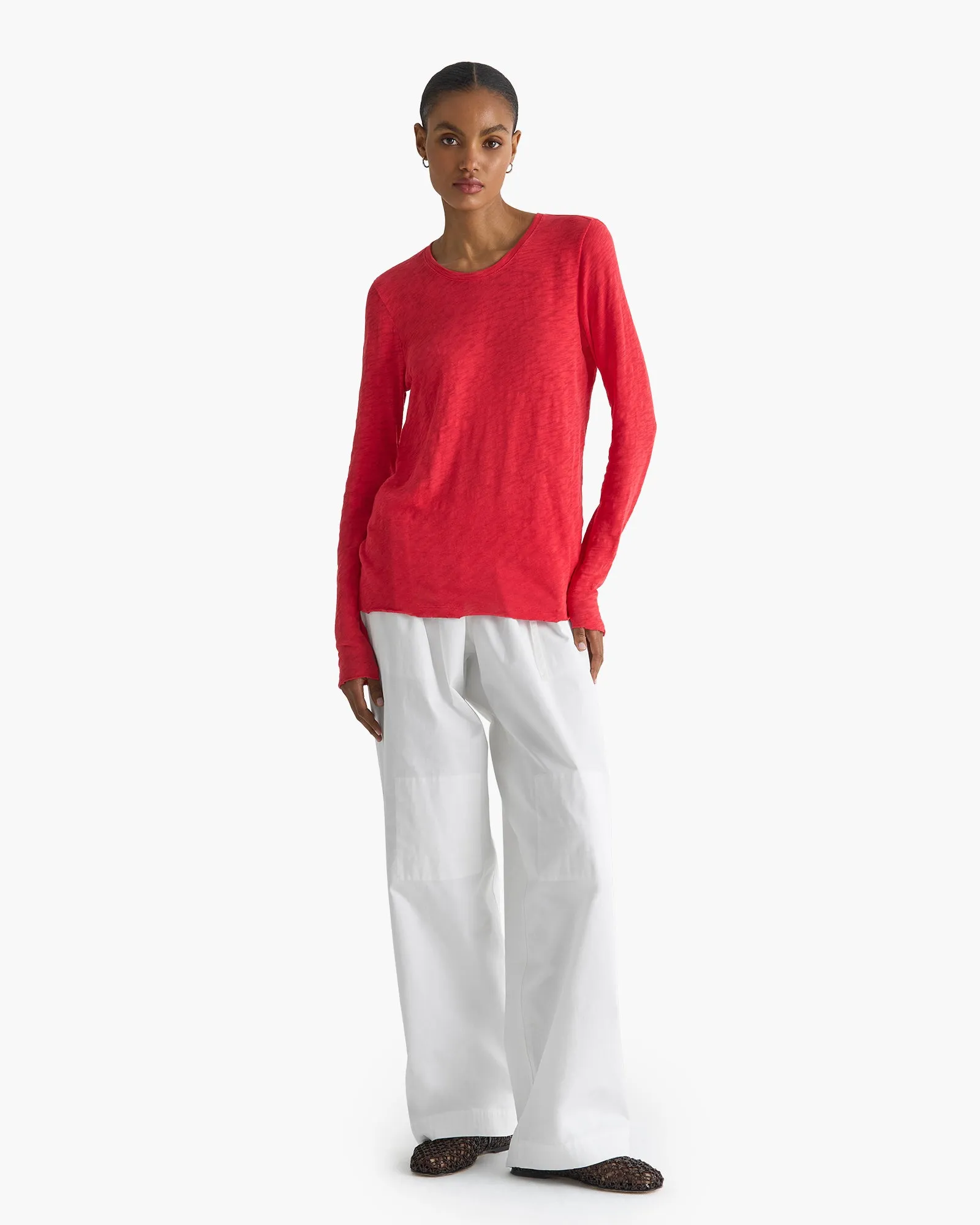 Slub Jersey Long Sleeve Destroyed Wash Tee - Cardinal Red sold by ATM product image thumbnail 2