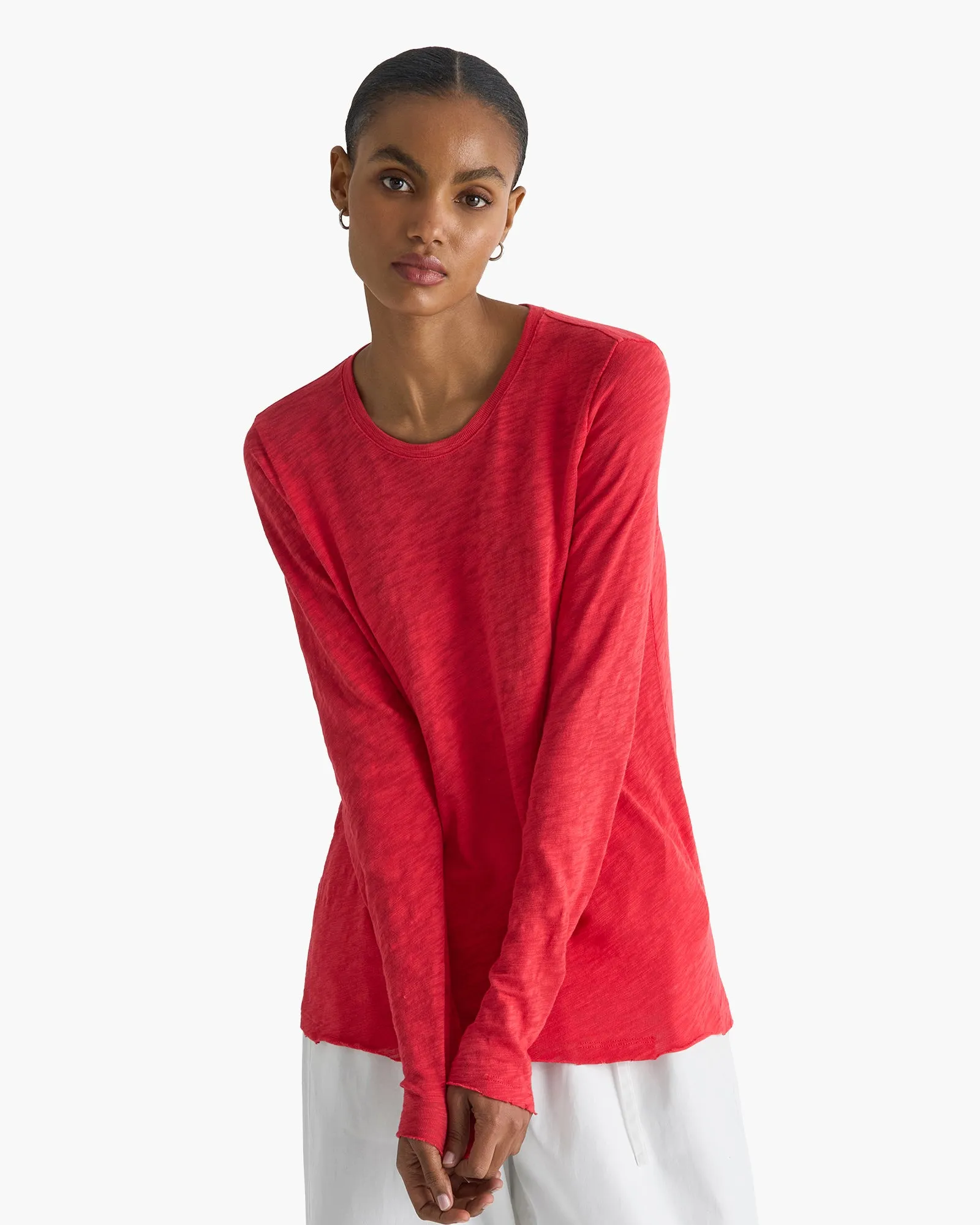 Slub Jersey Long Sleeve Destroyed Wash Tee - Cardinal Red sold by ATM product image thumbnail 4