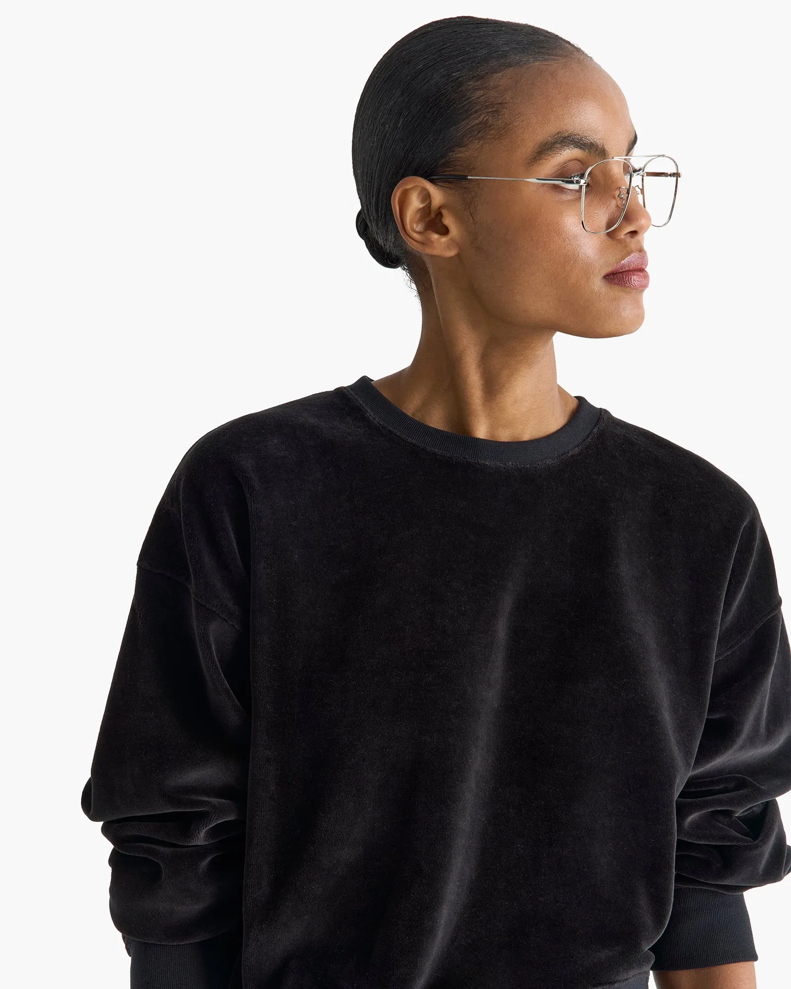 Velour Crew Neck Sweatshirt - Black sold by ATM product image thumbnail 5