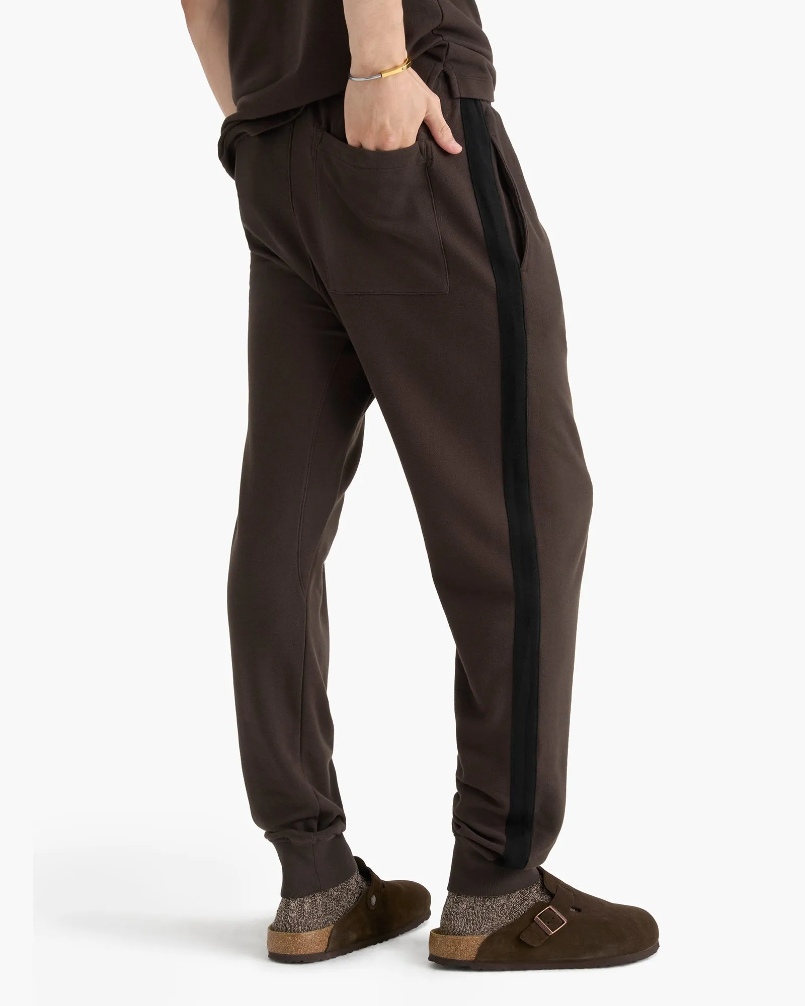 Pima Cotton Sweatpants With Contrast Stripe - Dark Chocolate Black sold by ATM product image thumbnail 2