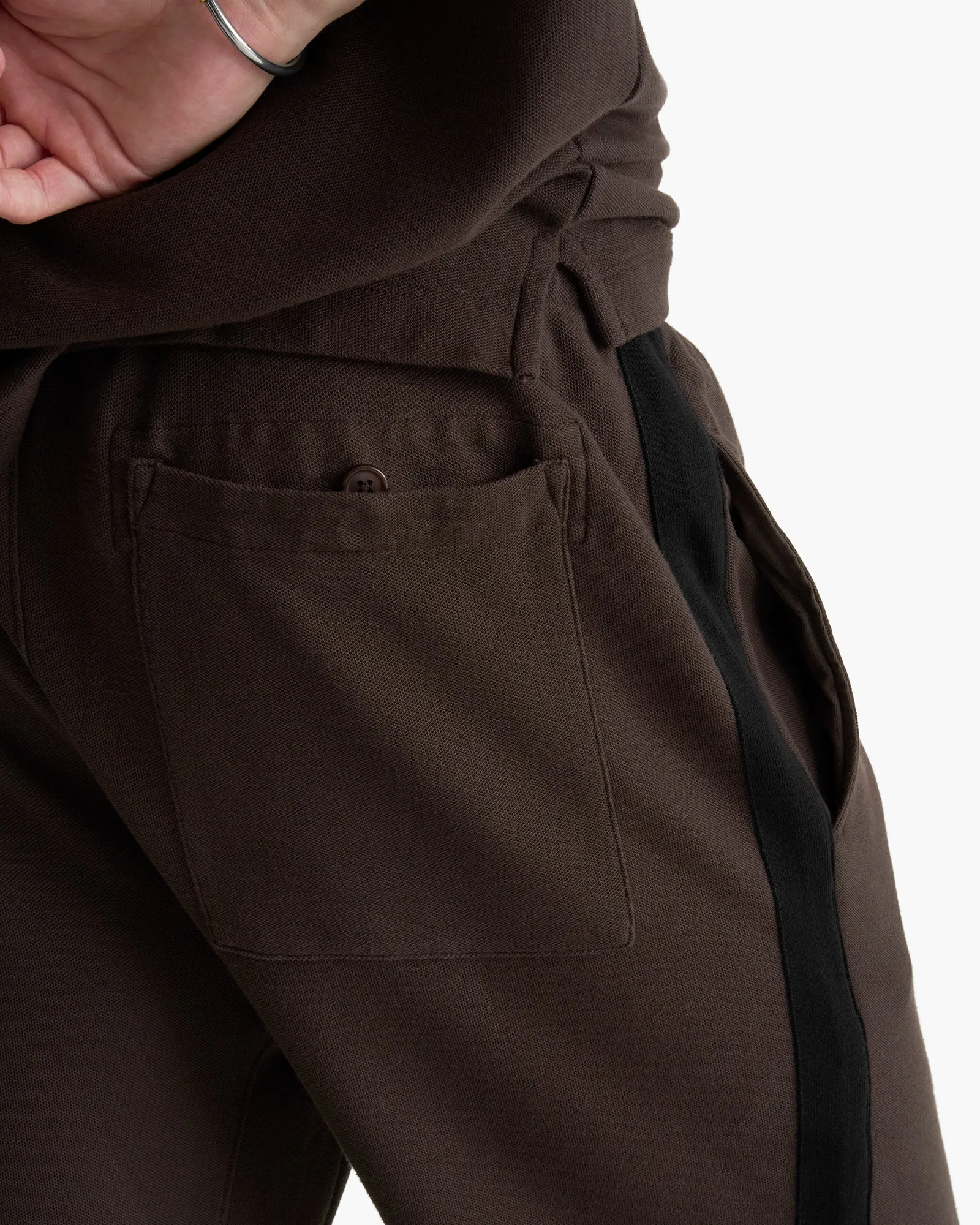 Pima Cotton Sweatpants With Contrast Stripe - Dark Chocolate Black sold by ATM product image thumbnail 3
