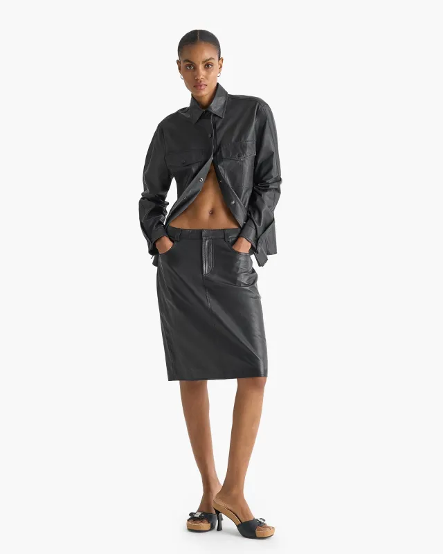 Leather Pencil Skirt - Black sold by ATM
