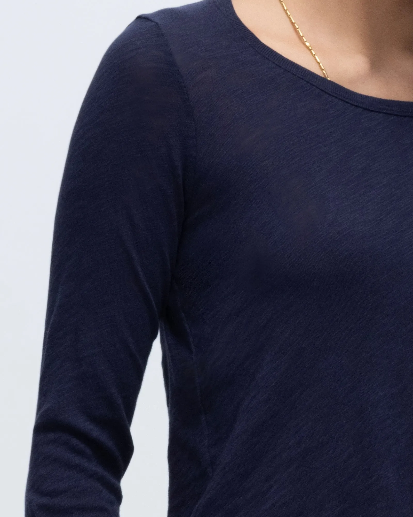 Slub Jersey Long Sleeve Destroyed Wash Tee - Midnight sold by ATM product image thumbnail 5