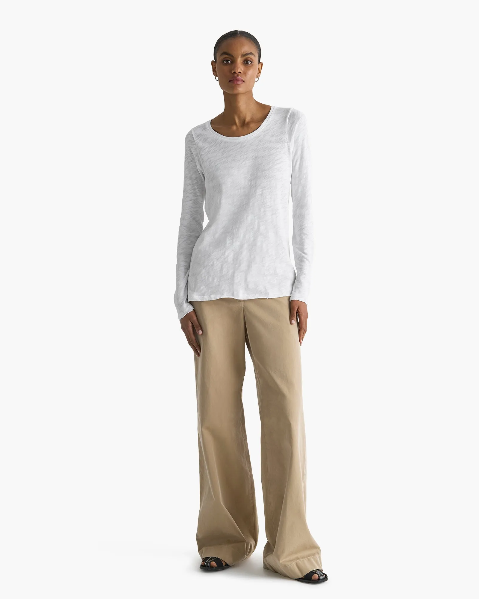 Slub Jersey Long Sleeve Destroyed Wash Tee - White sold by ATM product image thumbnail 2