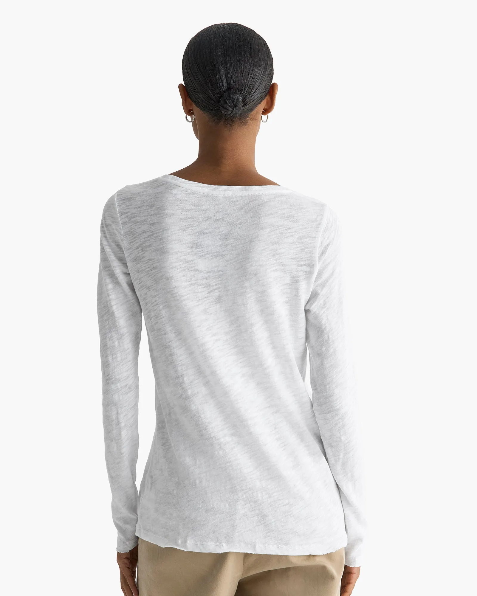 Slub Jersey Long Sleeve Destroyed Wash Tee - White sold by ATM product image thumbnail 5