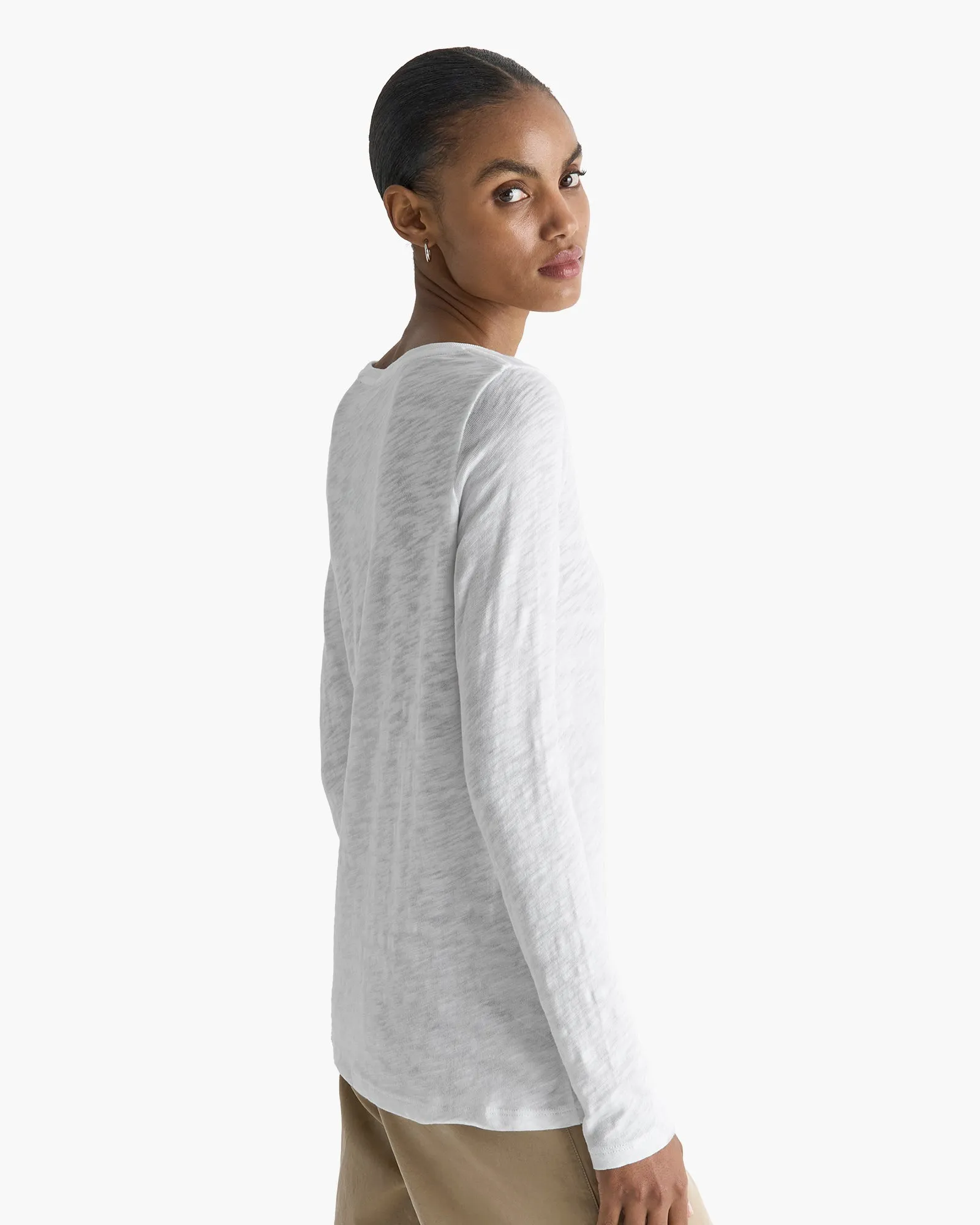 Slub Jersey Long Sleeve Destroyed Wash Tee - White sold by ATM product image thumbnail 4