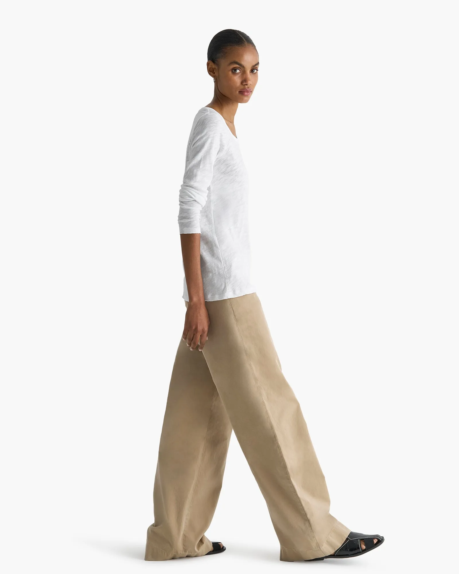 Slub Jersey Long Sleeve Destroyed Wash Tee - White sold by ATM product image thumbnail 3