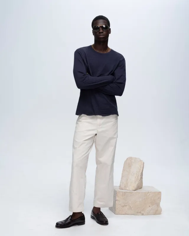 Slub Jersey Long Sleeve Destroyed Wash Tee - Midnight sold by ATM