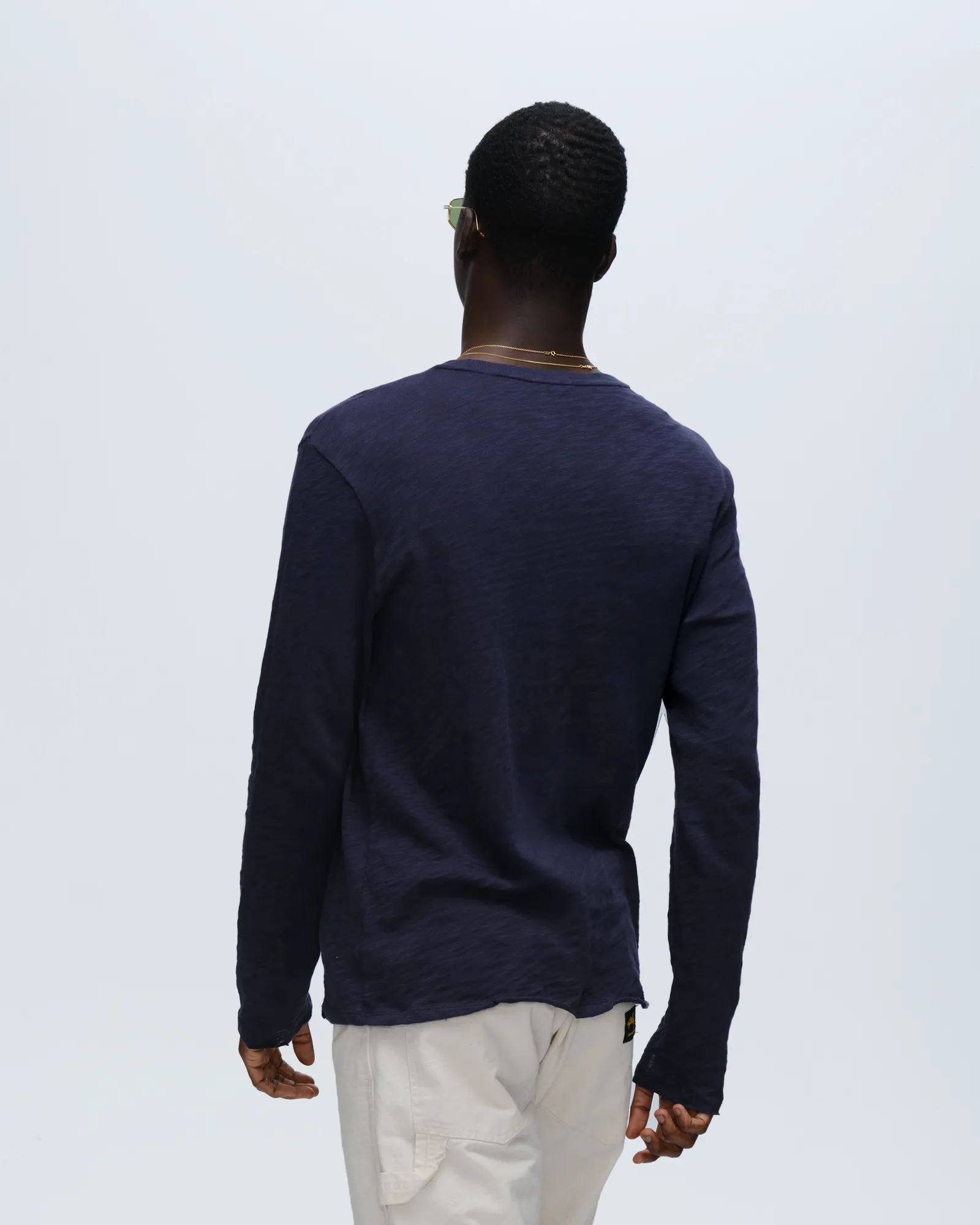 Slub Jersey Long Sleeve Destroyed Wash Tee - Midnight sold by ATM product image thumbnail 3