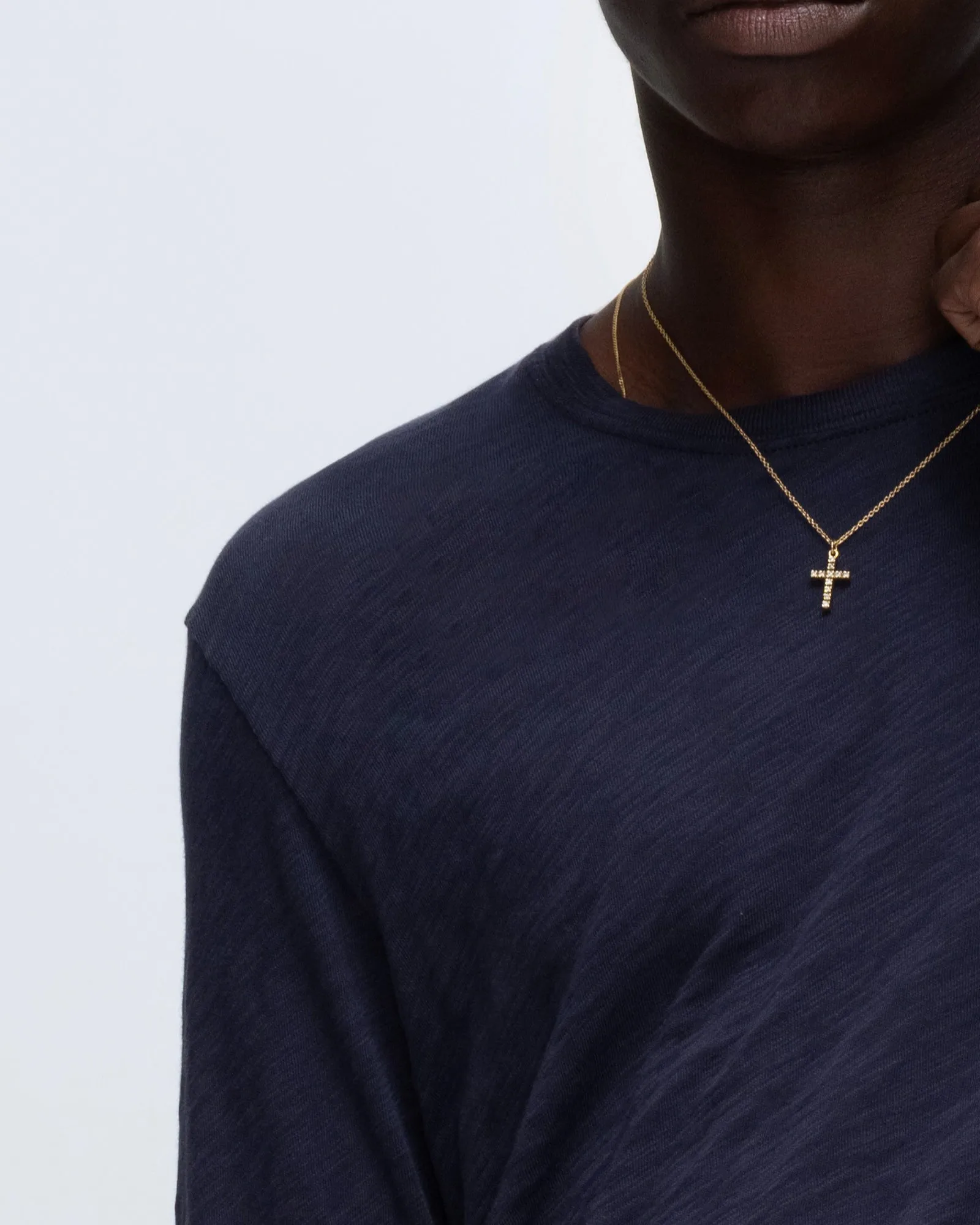 Slub Jersey Long Sleeve Destroyed Wash Tee - Midnight sold by ATM product image thumbnail 5