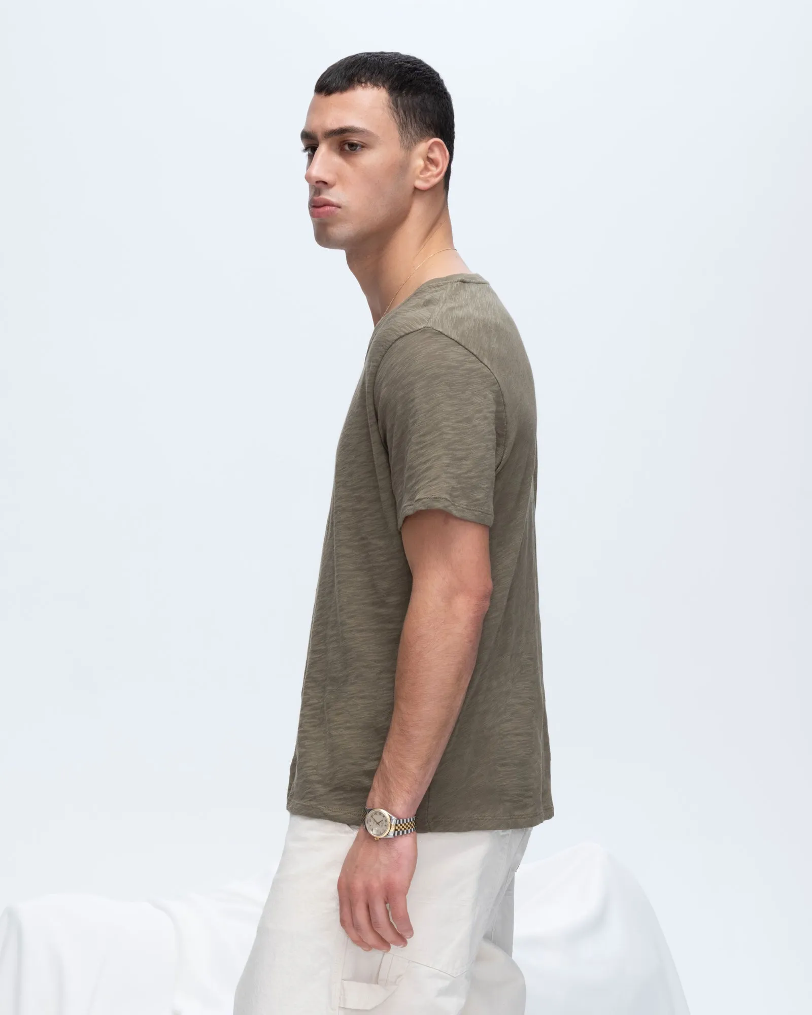 Slub Jersey V-Neck Tee - Army sold by ATM product image thumbnail 2