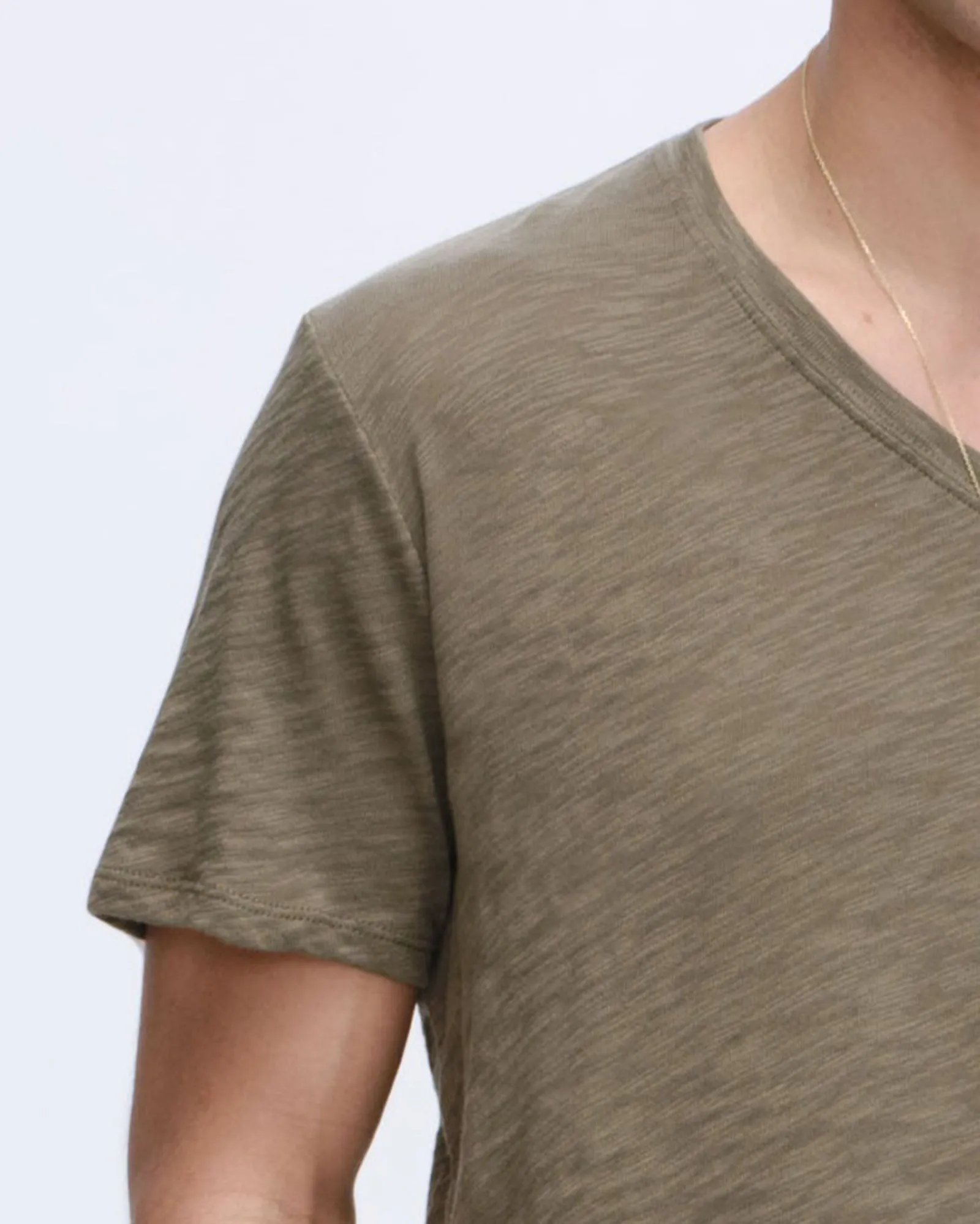 Slub Jersey V-Neck Tee - Army sold by ATM product image thumbnail 5
