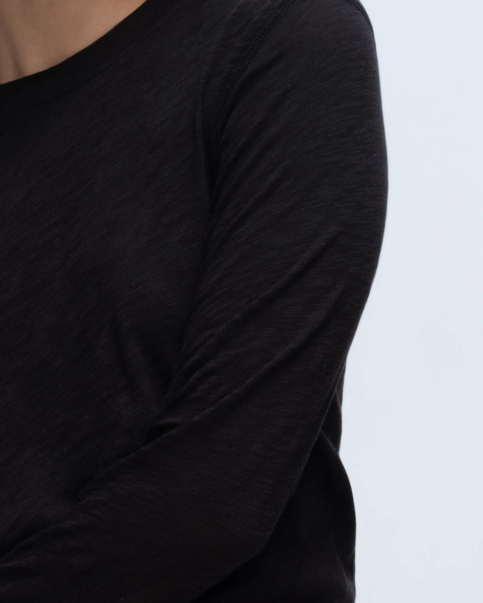 Slub Jersey Long Sleeve Destroyed Wash Crop Tee - Black sold by ATM product image thumbnail 5
