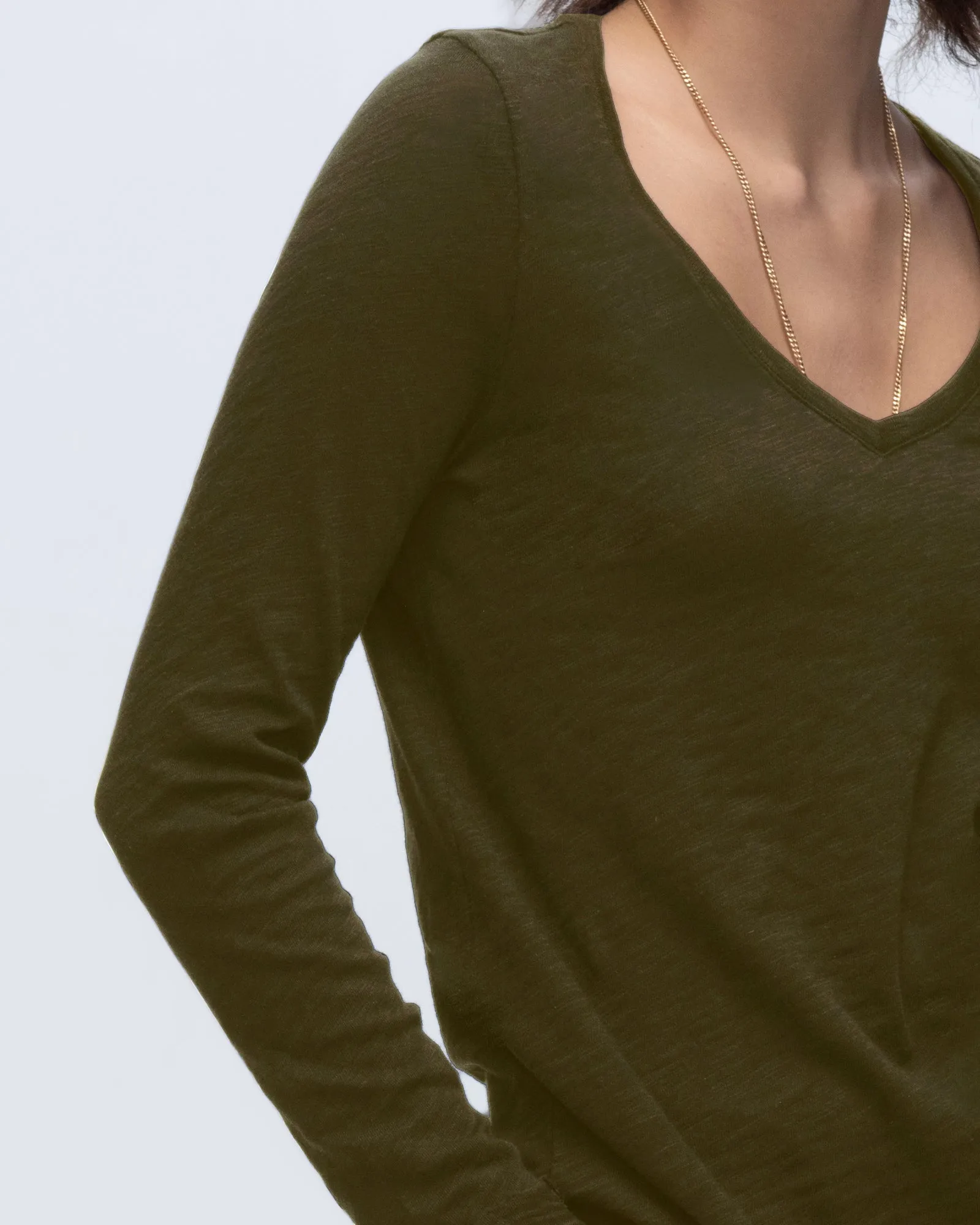 Slub Jersey Long Sleeve V-Neck Tee - Army sold by ATM product image thumbnail 5
