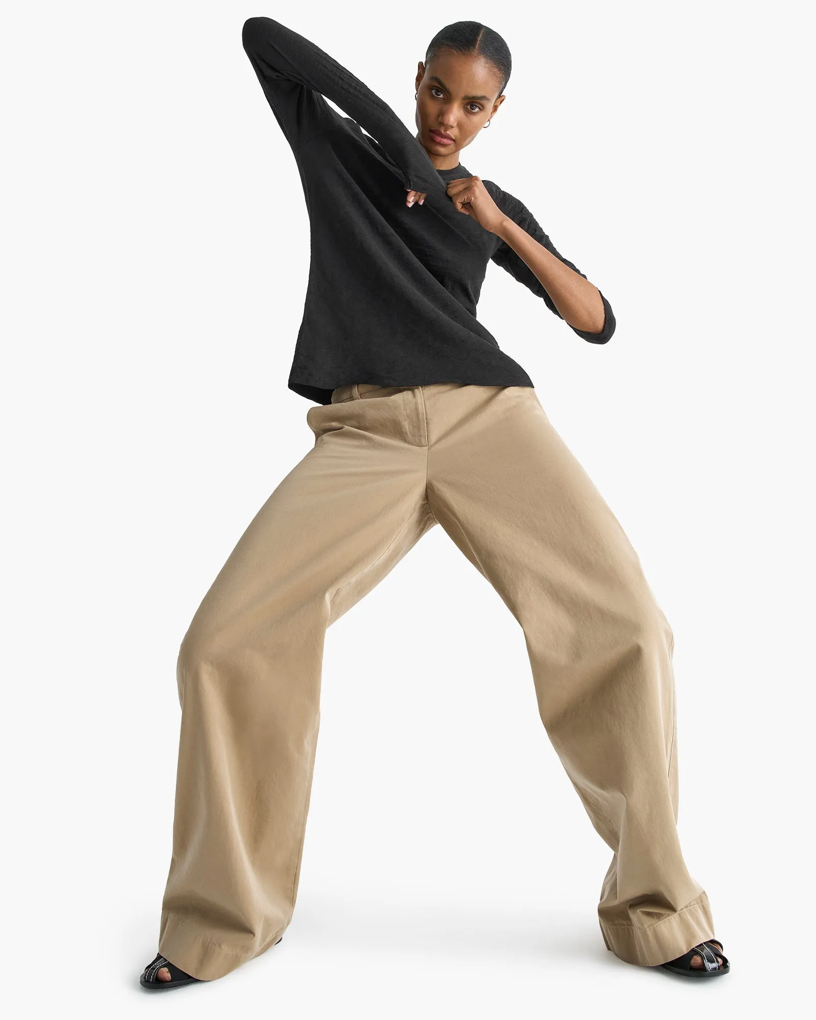 Slub Jersey Long Sleeve Destroyed Wash Tee - Black sold by ATM product image thumbnail 2