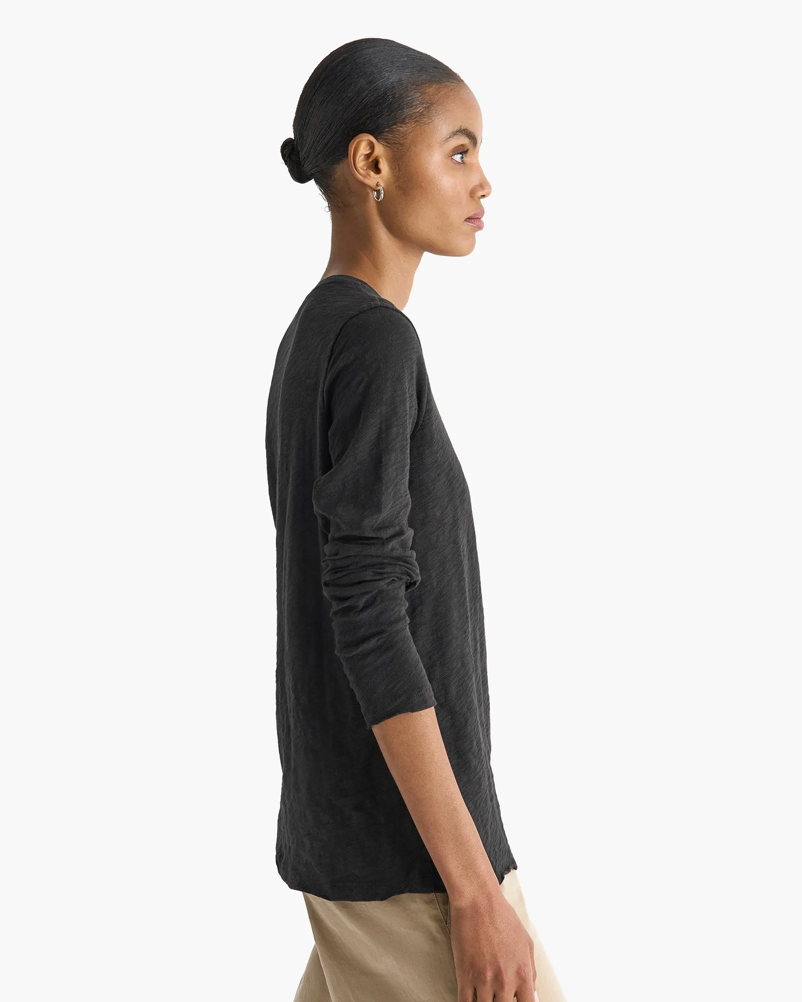 Slub Jersey Long Sleeve Destroyed Wash Tee - Black sold by ATM product image thumbnail 4