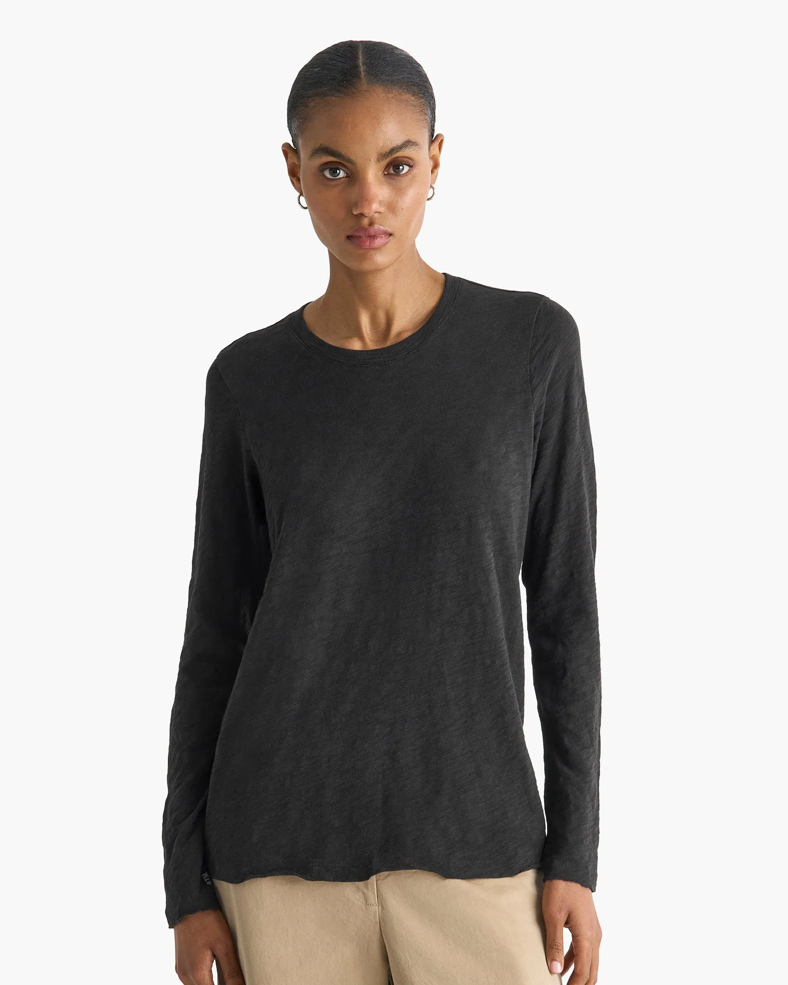 Slub Jersey Long Sleeve Destroyed Wash Tee - Black sold by ATM