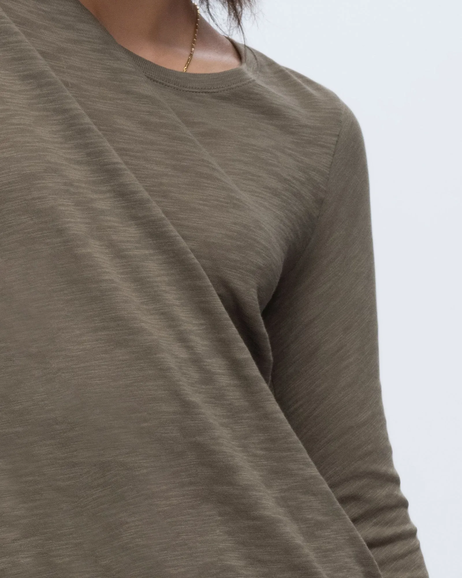 Slub Jersey Long Sleeve Destroyed Wash Tee - Army sold by ATM product image thumbnail 5