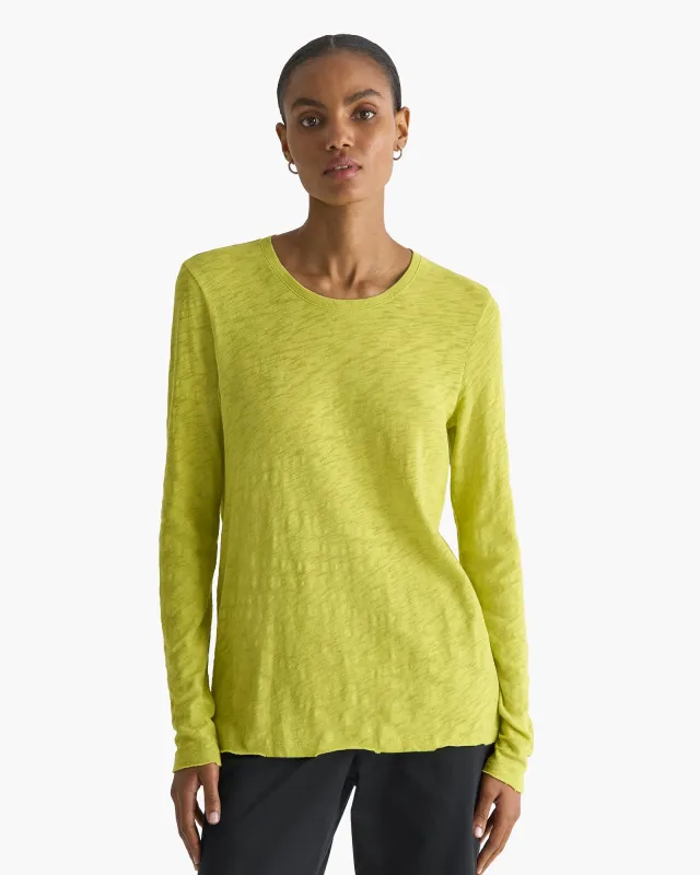 Slub Jersey Long Sleeve Destroyed Wash Tee - Citrus Leaf sold by ATM