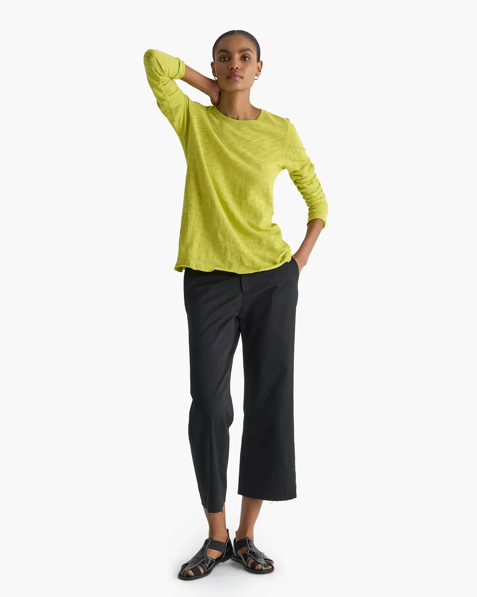 Slub Jersey Long Sleeve Destroyed Wash Tee - Citrus Leaf sold by ATM product image thumbnail 4