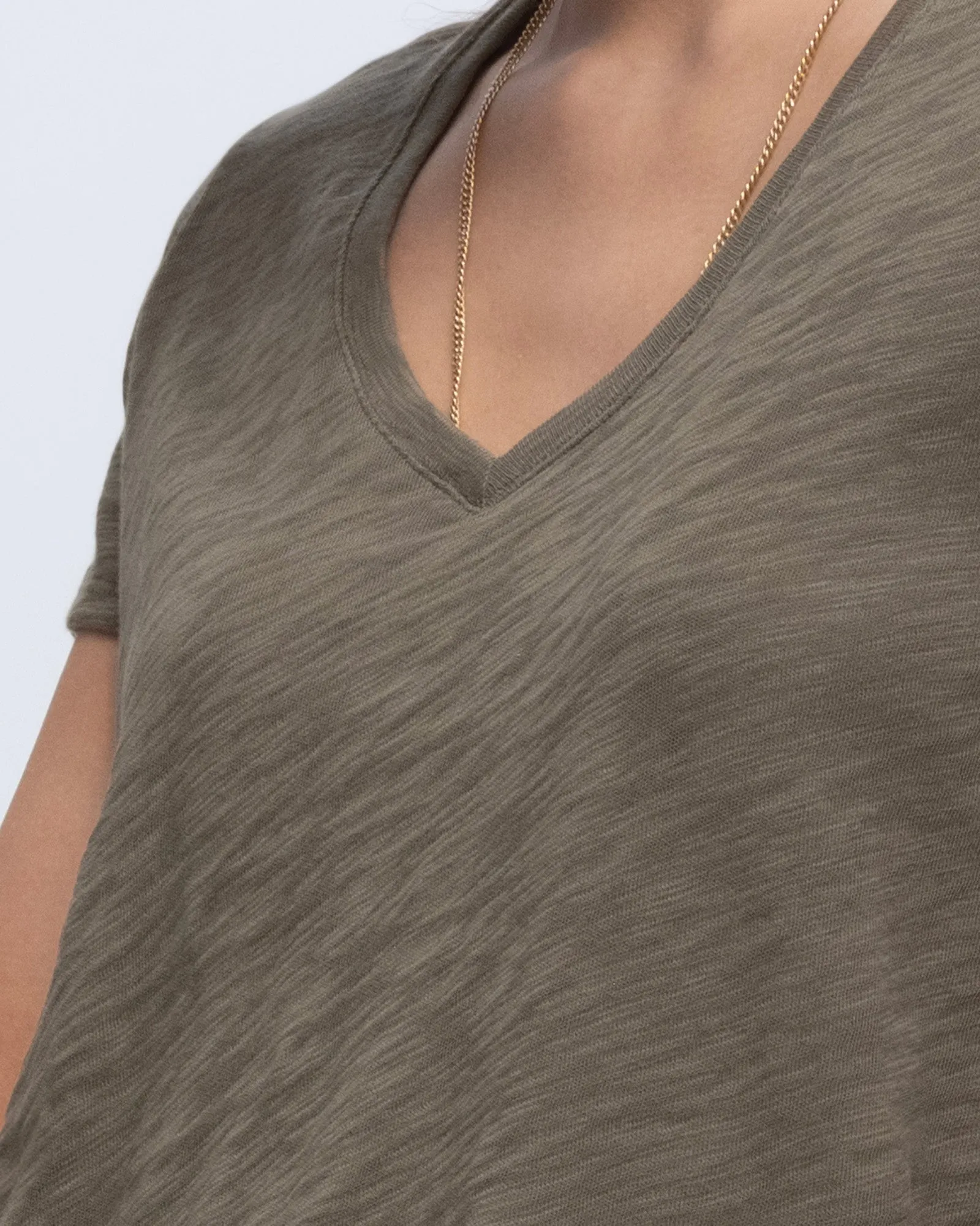 Slub Jersey Schoolboy V-Neck Tee - Army sold by ATM product image thumbnail 5