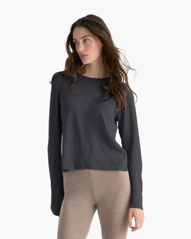 Slub Jersey Chroma Wash Long Sleeve Crew - Faded Black sold by ATM